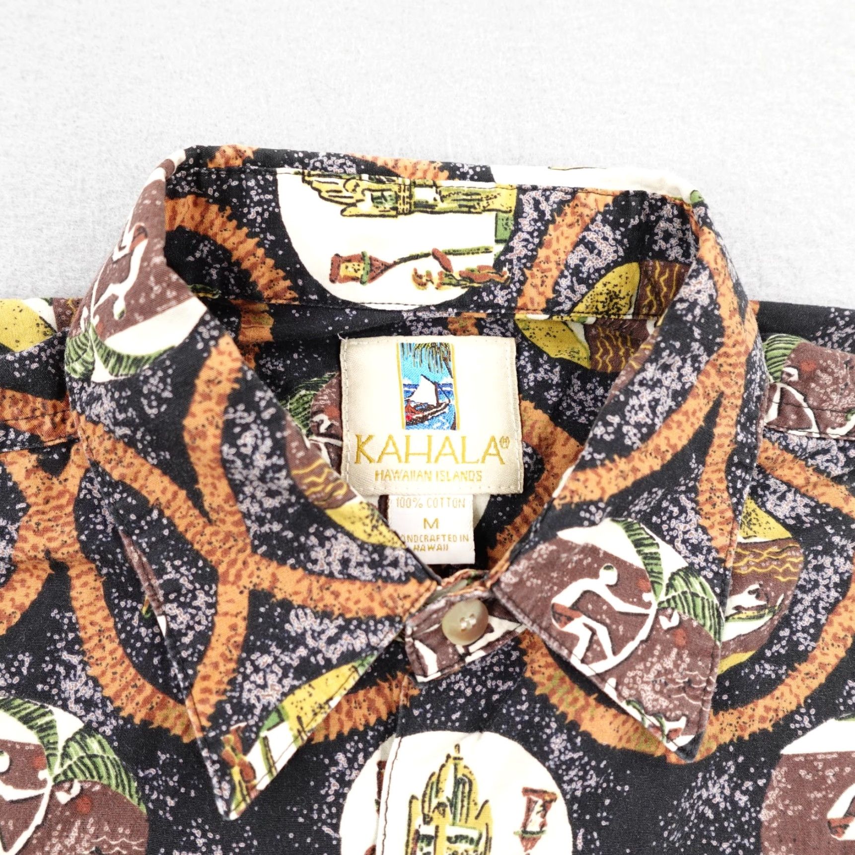 Vintage VINTAGE Kahala Shirt Mens Medium Black Brown Hawaiian Tribal Island Camp Aloha Button Up Size US M / EU 48-50 / 2 - 2 Thumbnail
