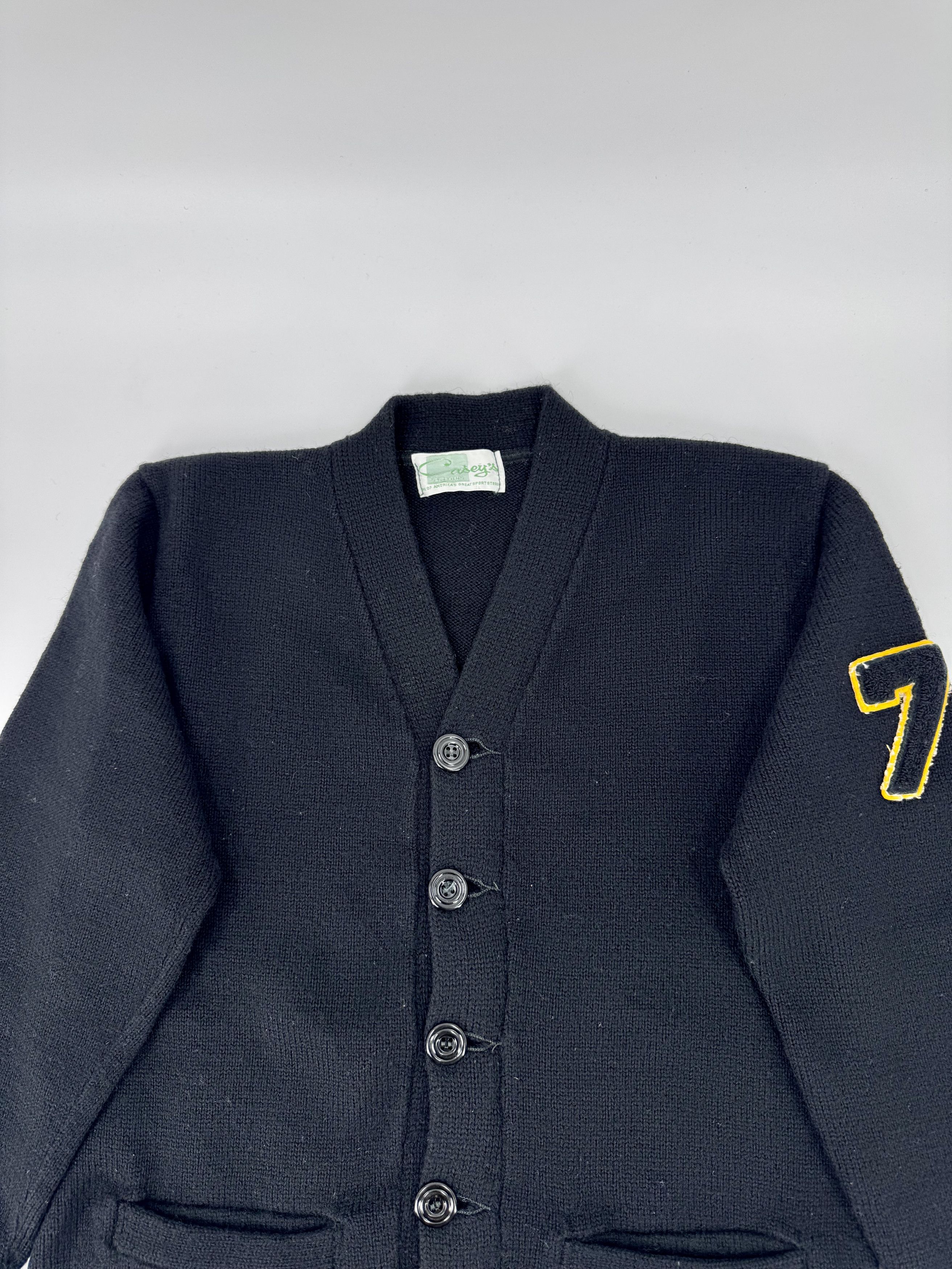 Other Vintage Black Wool College Cardigan Sweater 1960s 50s 60s Size US S / EU 44-46 / 1 - 2 Thumbnail
