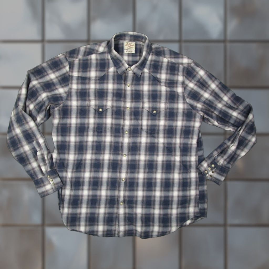 Lucky Brand Lucky Brand Shirt Mens XL Blue Plaid Button-Up Western Style with Pearl Snaps Size US XL / EU 56 / 4 - 1 Thumbnail