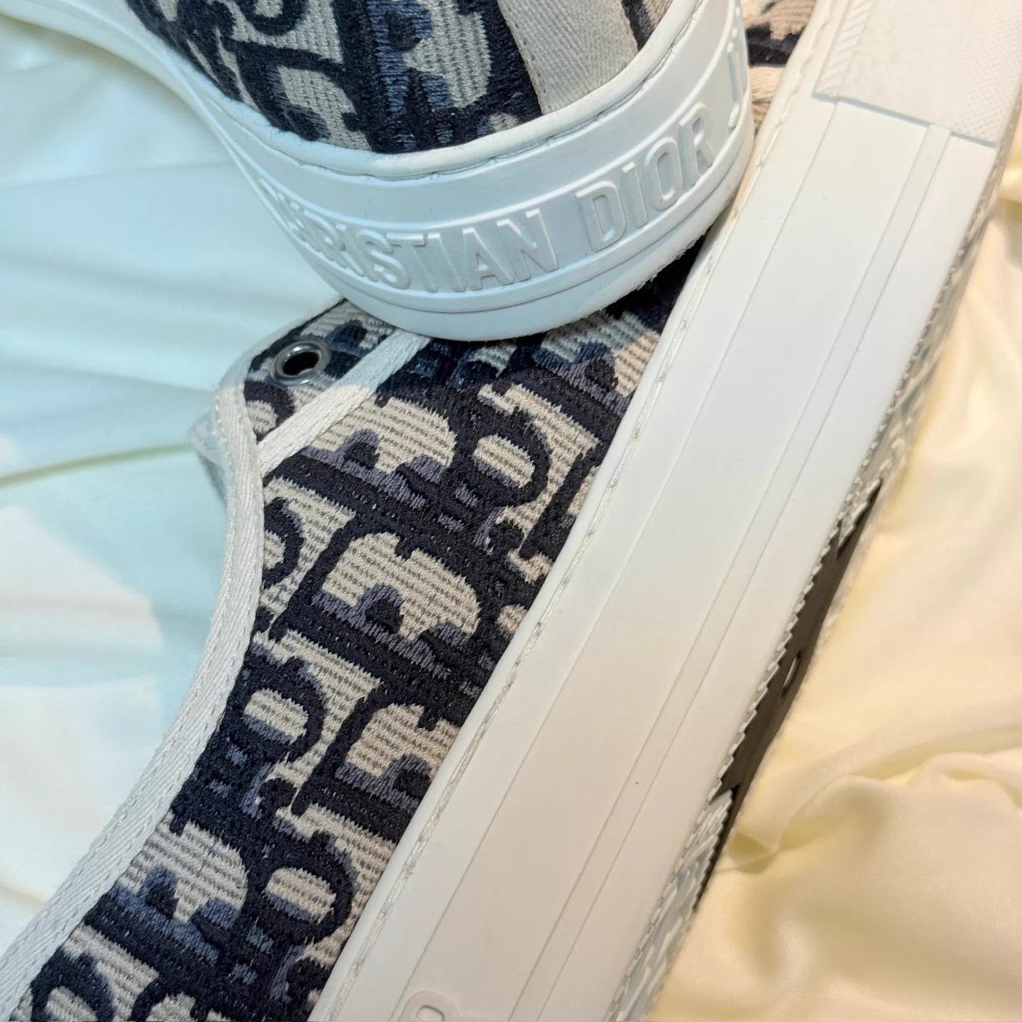 Dior Dior White&Blue DR Embroidered Sneakers 36 99 New Size US 5.5 / IT 35.5 - 8 Thumbnail