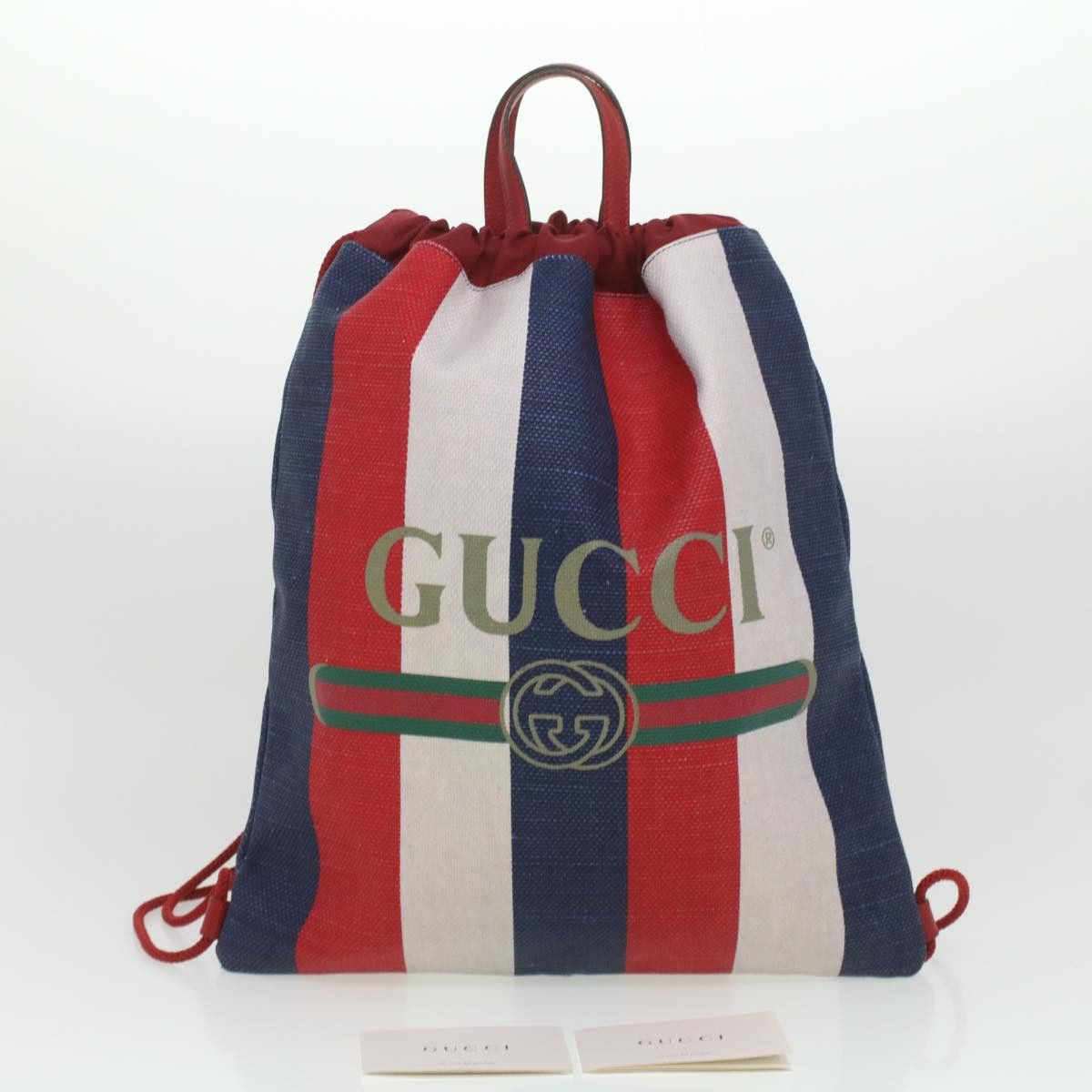 Gucci GUCCI Web Sherry Line Backpack Canvas Tricolor Red Blue Size ONE SIZE - 12 Thumbnail