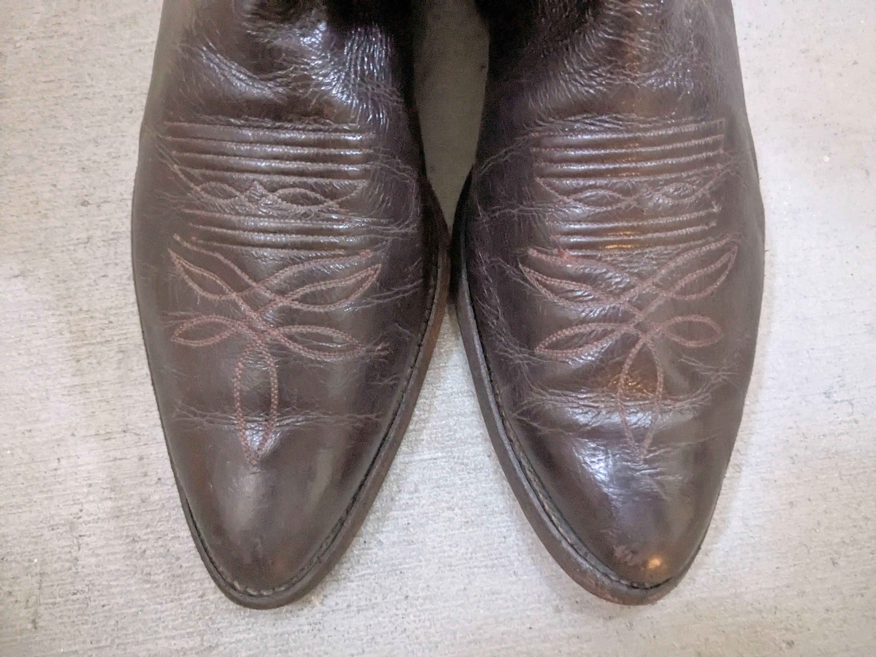 Genuine Leather Olathe Cowboy Boots 11 B Narrow Brown Leather USA Size US 11 / EU 44 - 3 Thumbnail