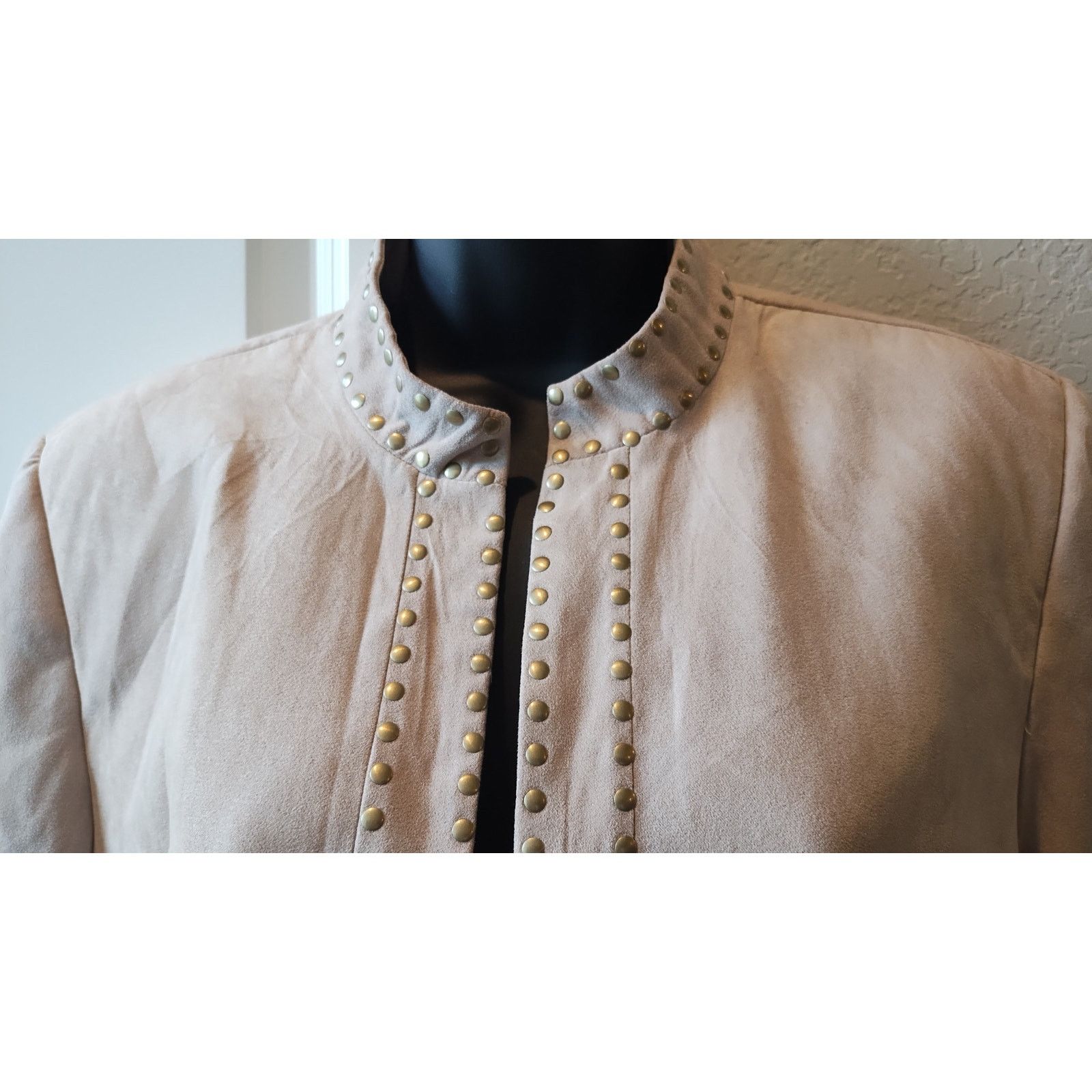 Other DressBarn Faux Suede Beige Jacket Open Front Sz. L Size L / US 10 / IT 46 - 2 Thumbnail