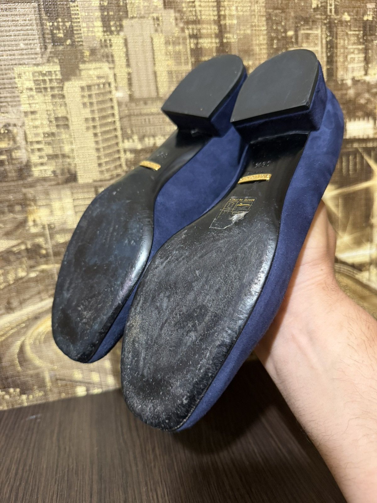 Gucci Gucci Blue Suede Alma Classic Smoking Slippers Size 38 1/2 Size US 6 / IT 36 - 13 Thumbnail