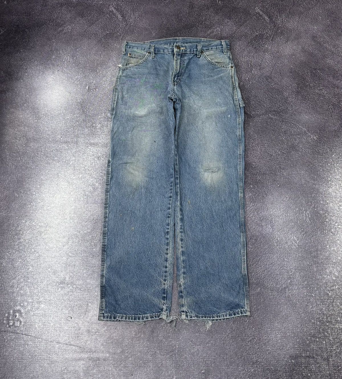 Dickies Vintage Dickies Y2K Faded Light Blue Denim Work Baggy Jeans Size US 31 - 2 Thumbnail