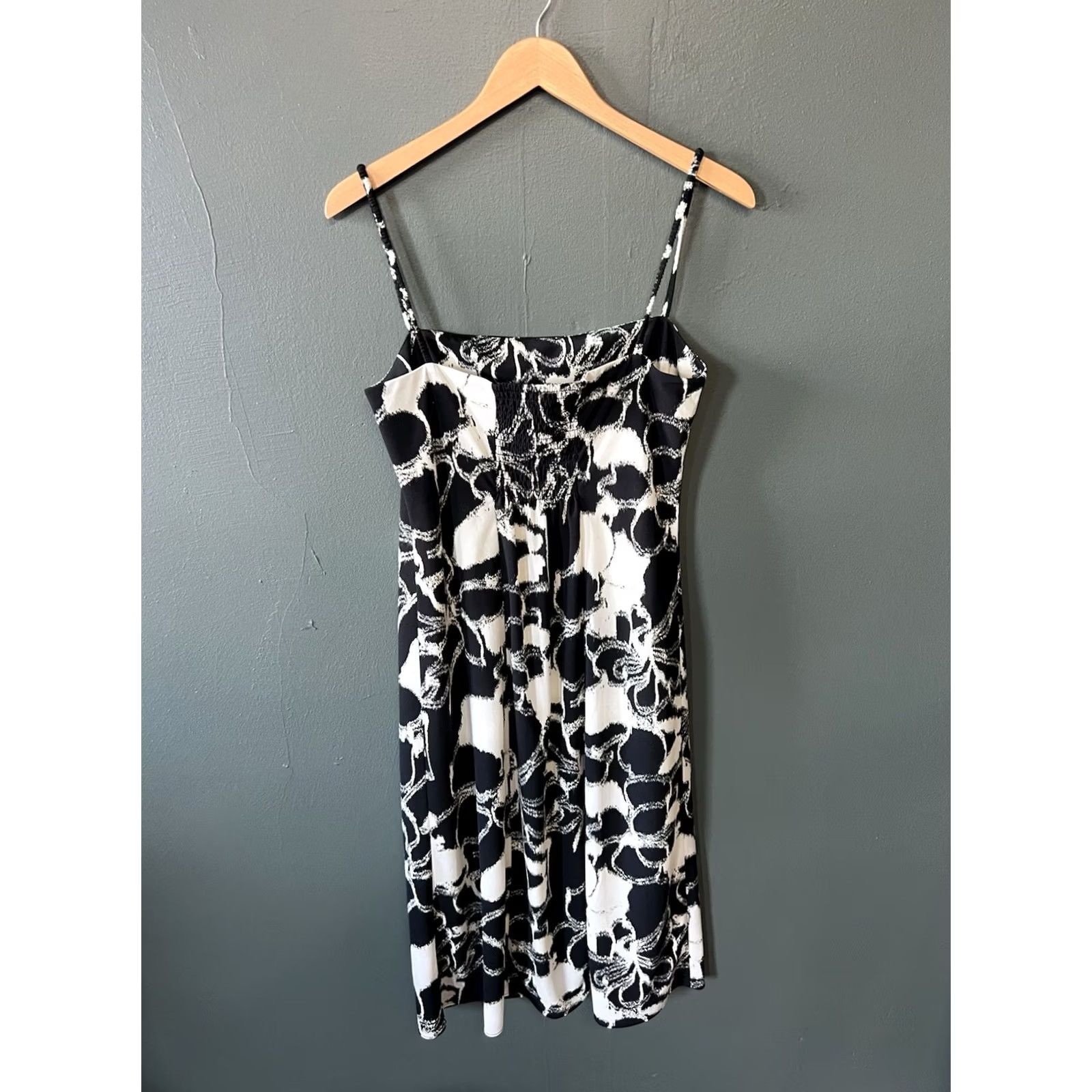 J.Crew J.CREW Womens Black Abstract Pattern Dress Midi A-Line Sleeveless Size M Size M / US 6-8 / IT 42-44 - 2 Thumbnail