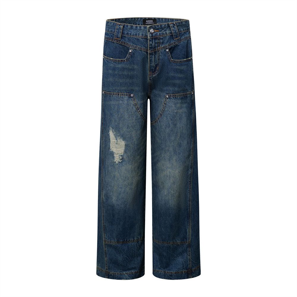 Japanese Brand × Jean Men's street punk patchwork washed ripped jeans y2k Size US 34 / EU 50 - 1 Thumbnail