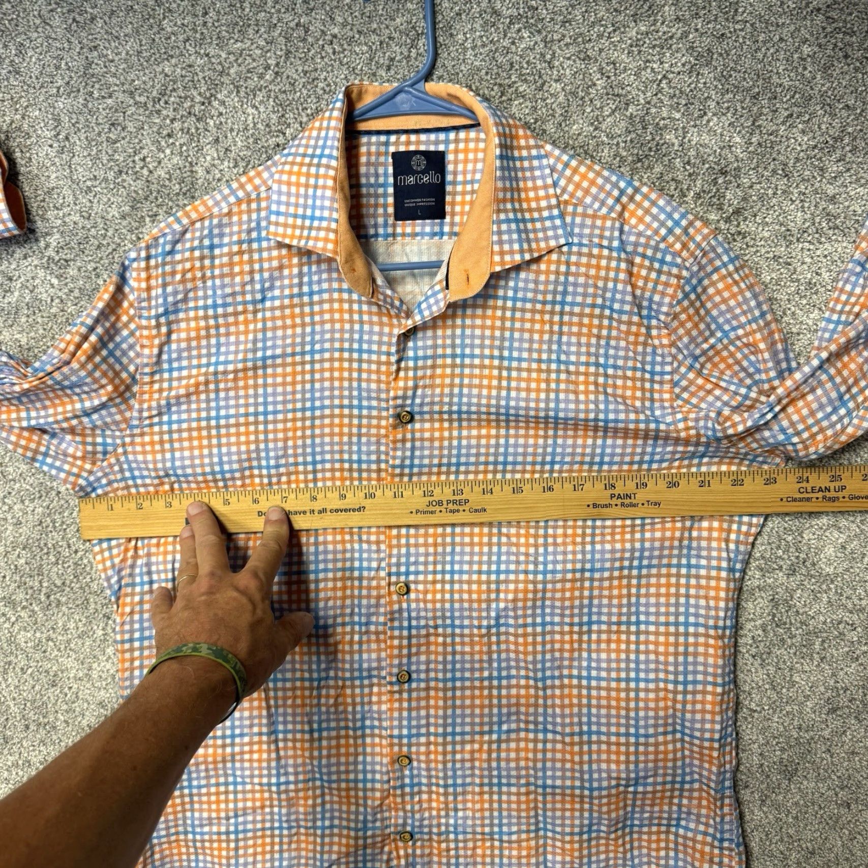 Vintage Marcello Button Up Shirt Sz L Plaid Check Preppy Business Casual Old Money Fall Mens Button-Up Shirt Blue Cotton Check Vintage: No Size US L / EU 52-54 / 3 - 3 Thumbnail