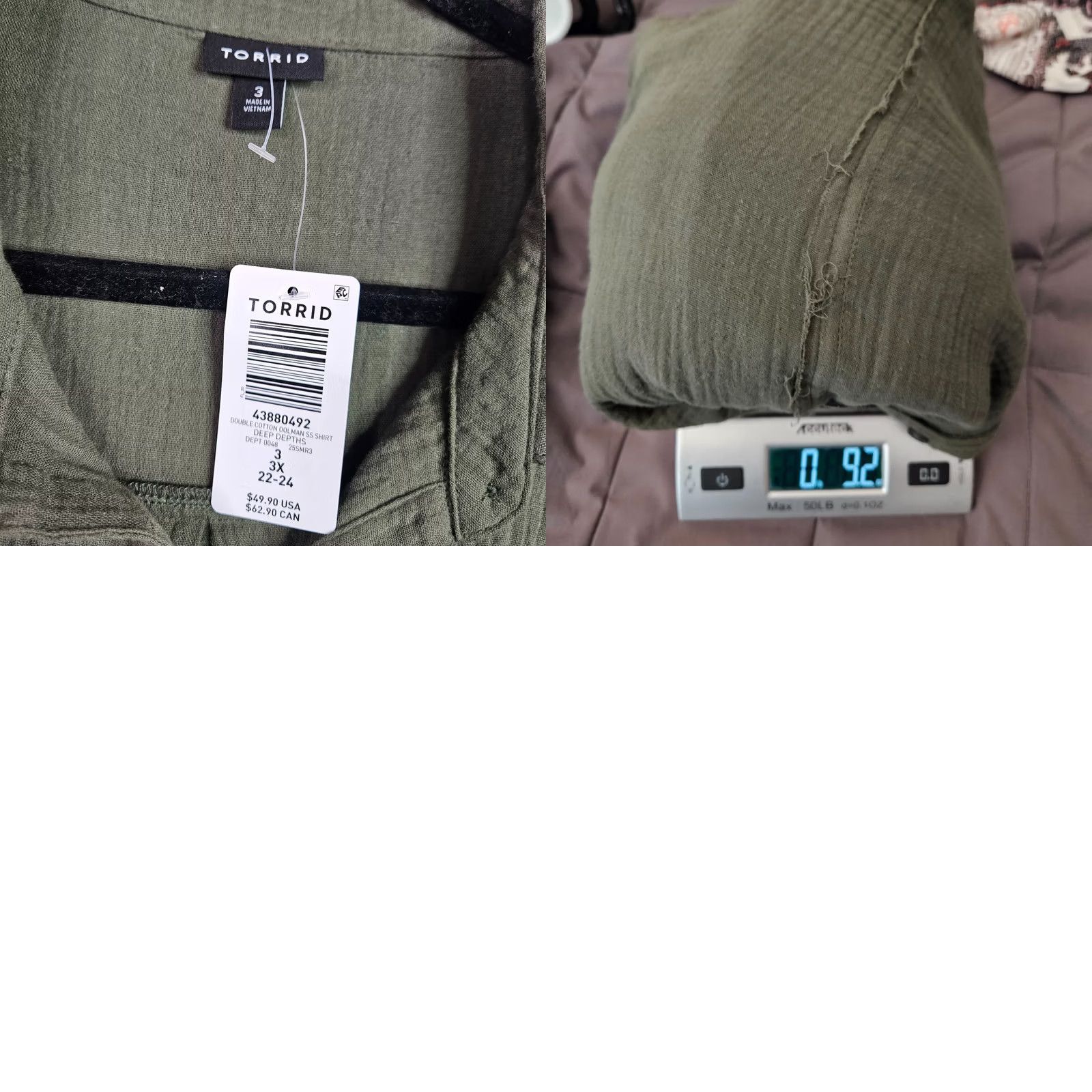 Torrid Torrid Plus Blouse Shirt Olive Green Button Cotton Blend V-Neck Short Sleeve 22W Womens Size 3XL / US 20-22 - 8 Thumbnail