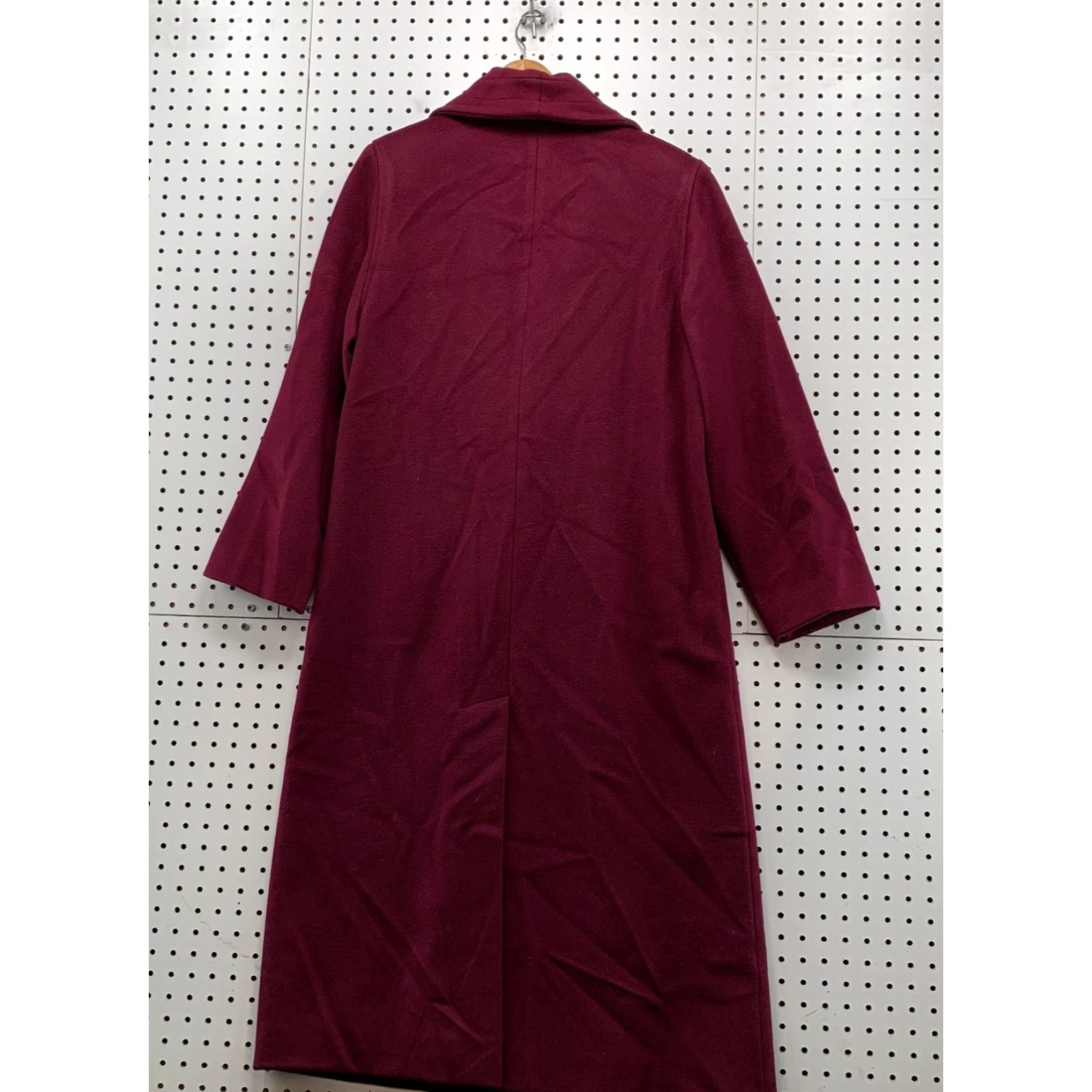 VINTAGE Alorna Wool Overcoat Womens L Burgundy Alorna Double Breasted USA Coat Long Winter 90s Womens