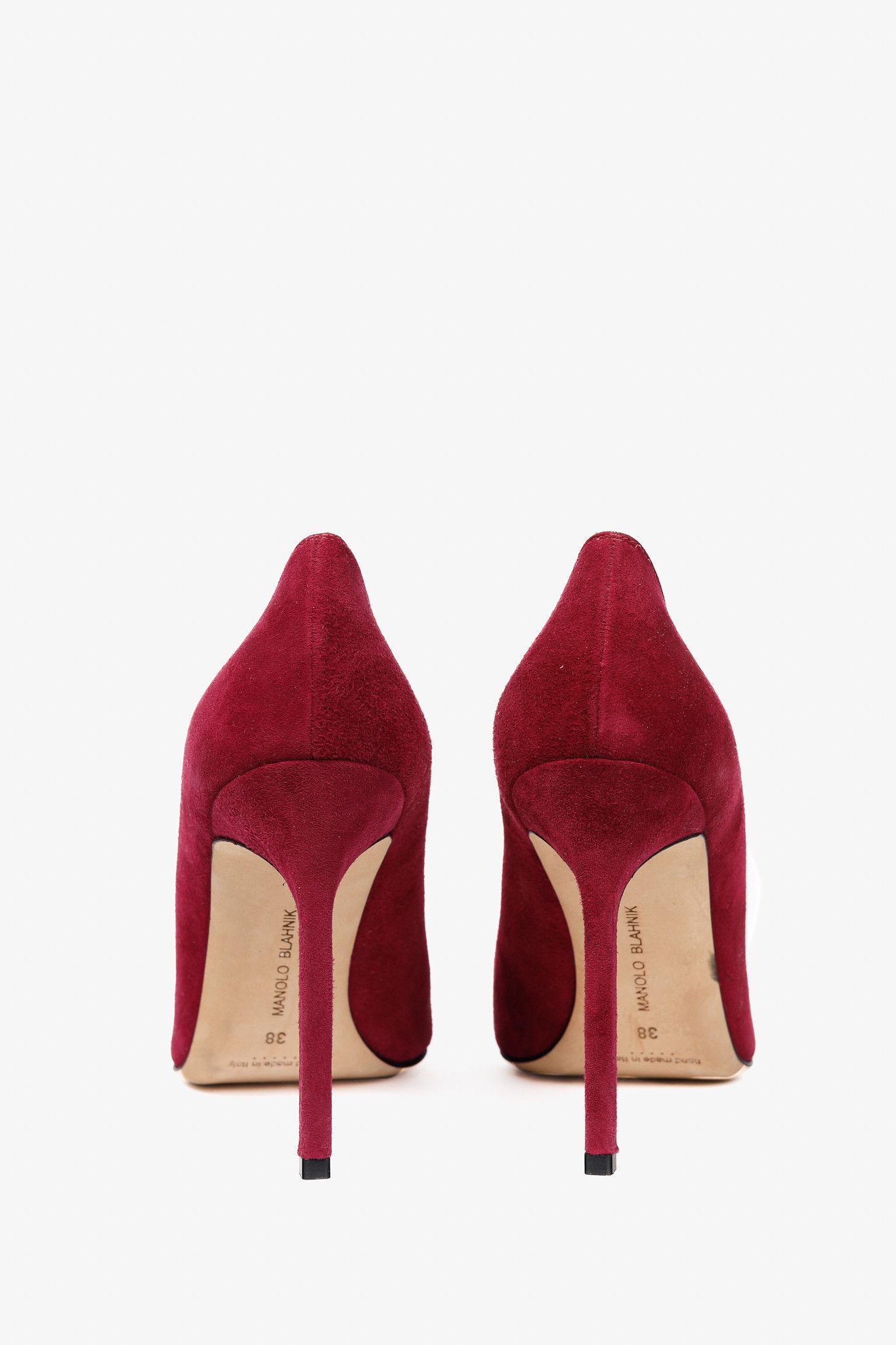 Manolo Blahnik Manolo Blahnik BB Fuxia Suede Pointed-Toe Pumps Size US 7.5 / IT 37.5 - 3 Thumbnail