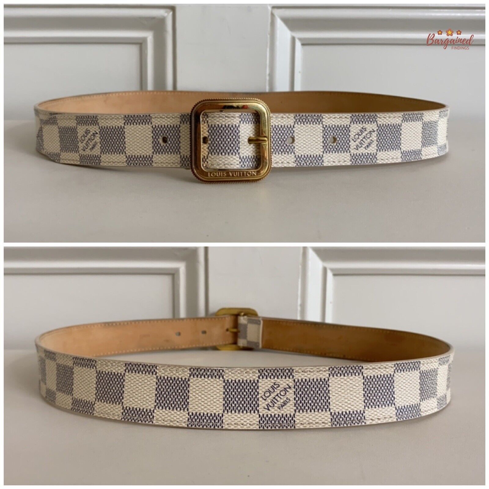 Louis Vuitton Louis Vuitton Damier Azur Canvas Leather Tresor Belt Size 28 - 7 Thumbnail