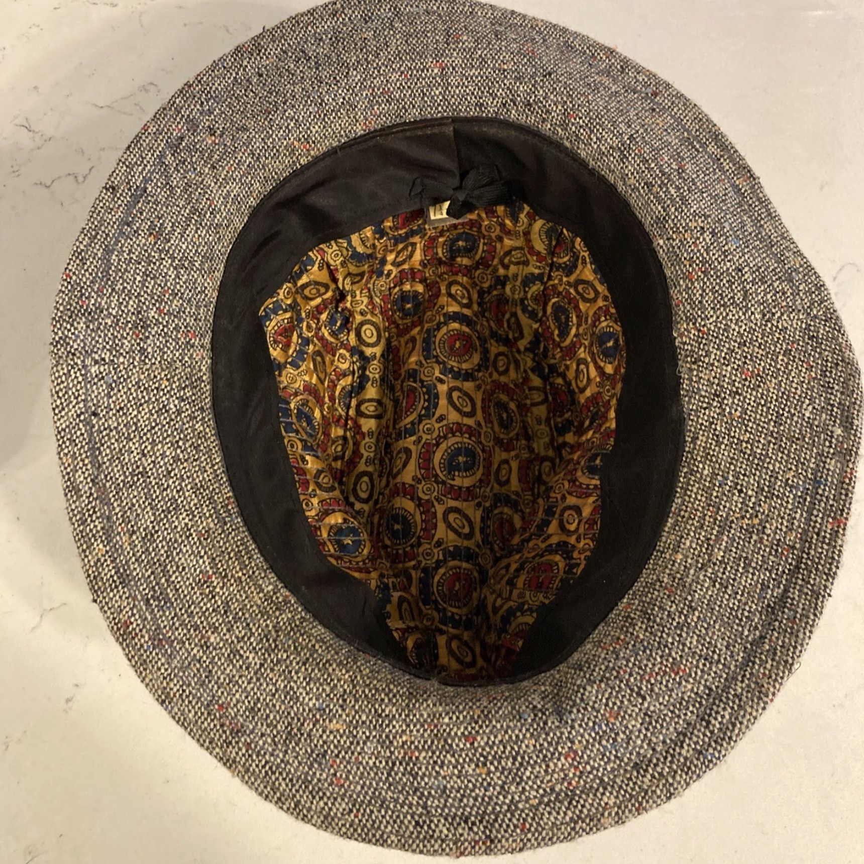 Vintage VINTAGE Fedora Gray Tweed USA 7-1/4 7-3/8 Men’s Size 7 1/4 Size ONE SIZE - 6 Thumbnail