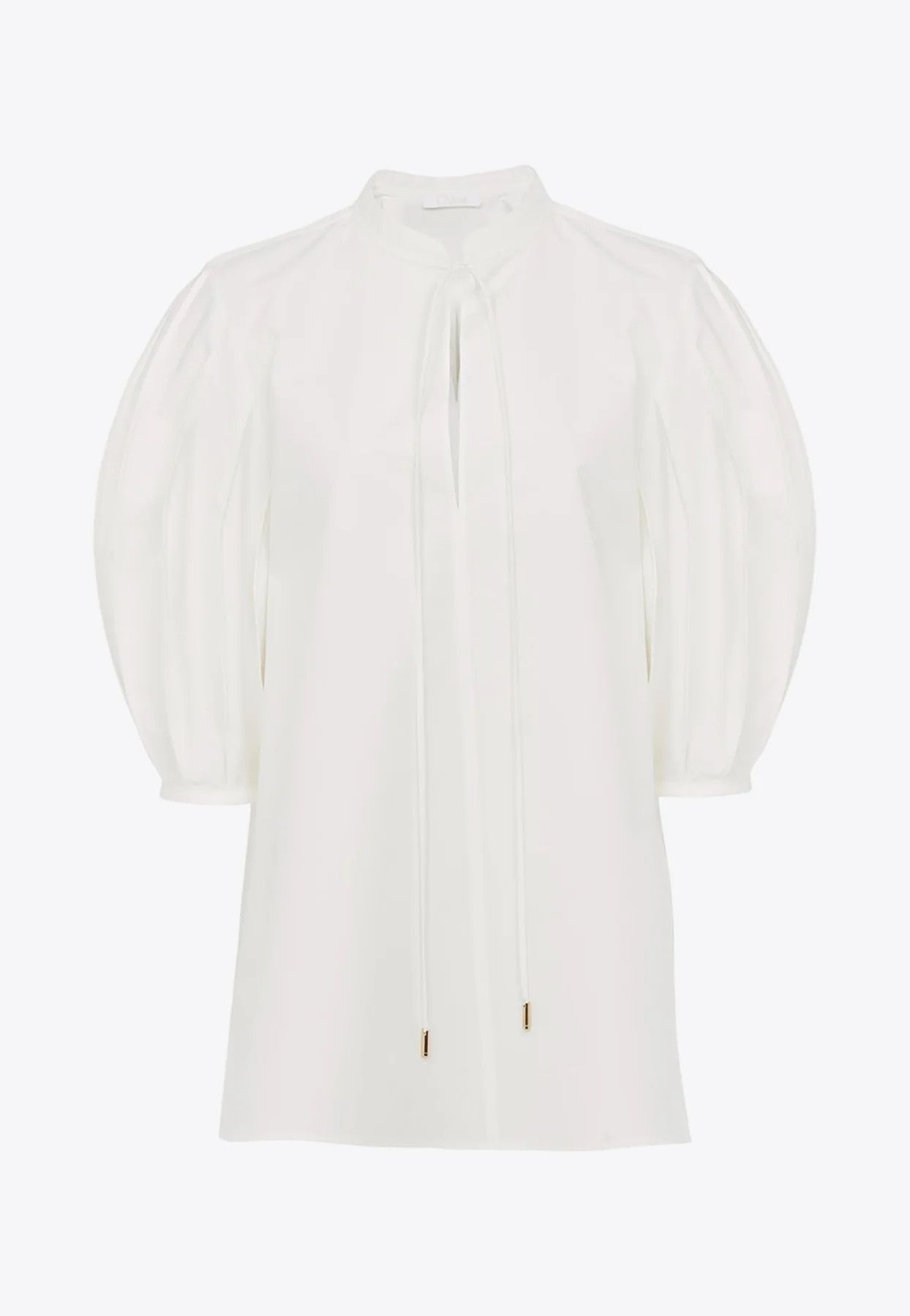 Chloe o1loc1c10425 Puff-Sleeved Tunic Tops in Buttercream Size L / US 10 / IT 46 - 3 Thumbnail