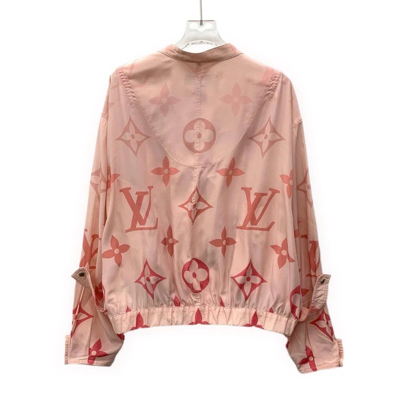 Louis Vuitton Louis Vuitton Pink logo printed silk zip-up long sleeve ja Size S / US 4 / IT 40 - 2 Thumbnail