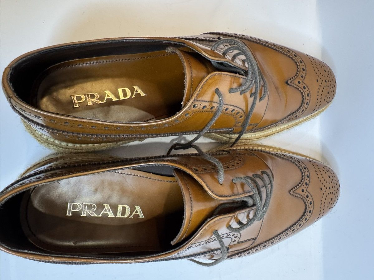 Prada Prada Levitate Espadrille Wingtip Brogues - Cognac Leather- Size US 9.5 / EU 42-43 - 10 Thumbnail