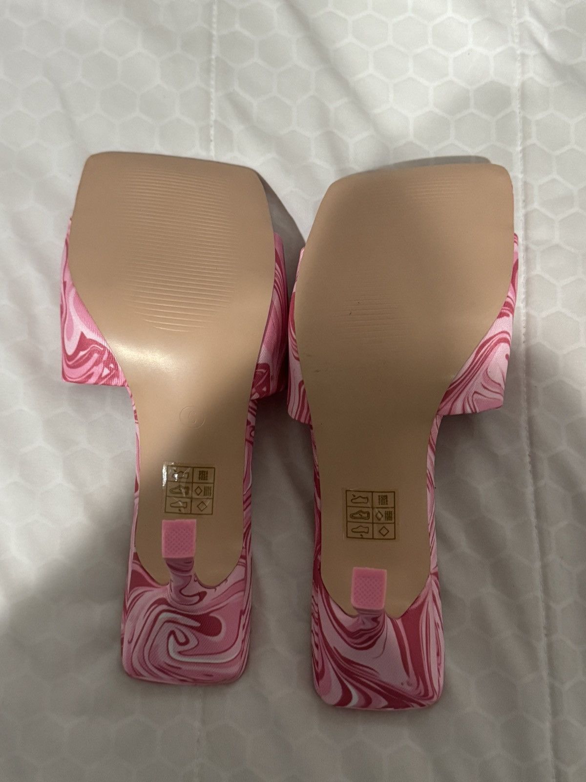 Other Public Desire Swirl Pink Print Square Heeled Mules Size US 6 / IT 36 - 3 Thumbnail