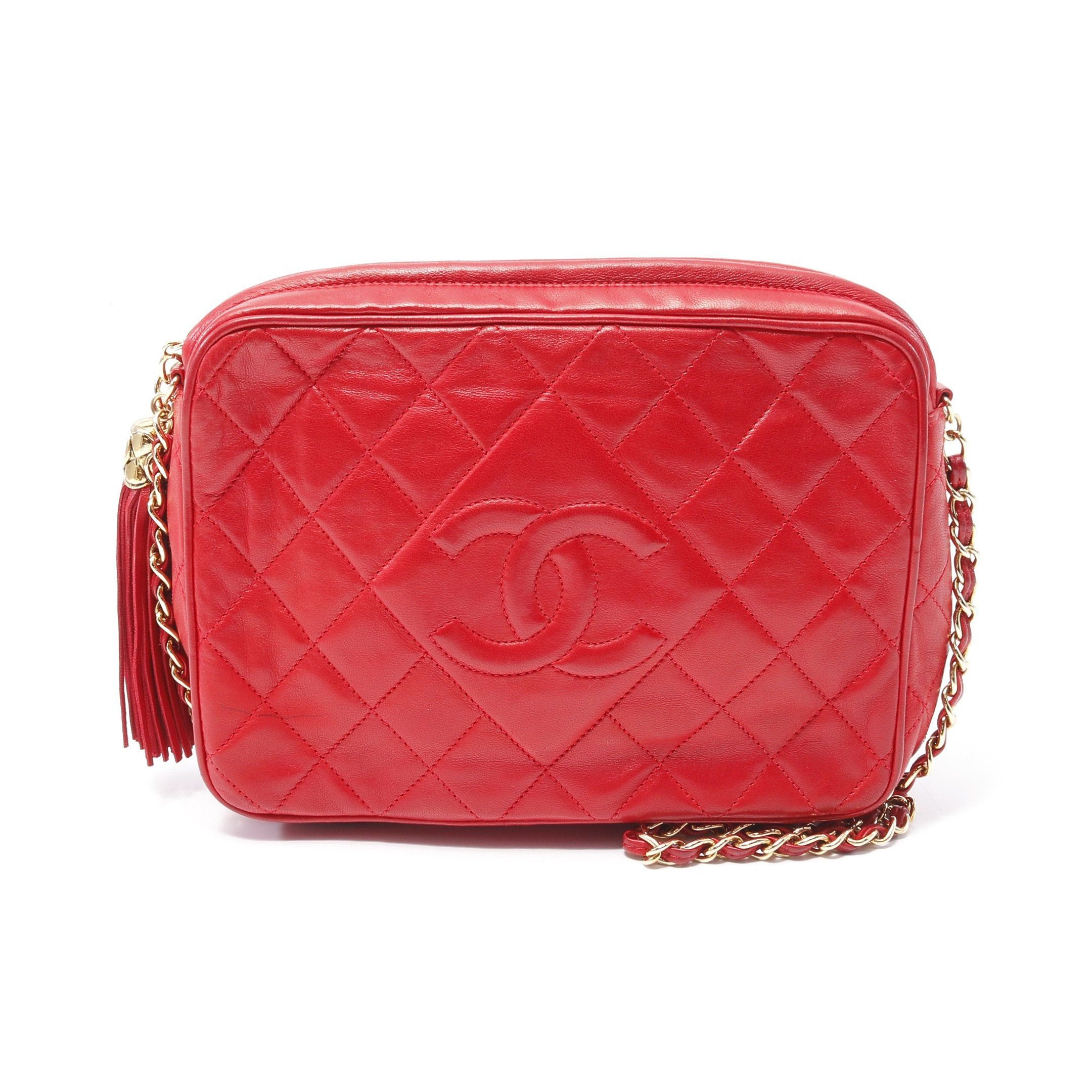 Chanel Chanel Matelasse Chain Shoulder Bag Lambskin Red Gold Hardware Tassel Size ONE SIZE - 1 Thumbnail