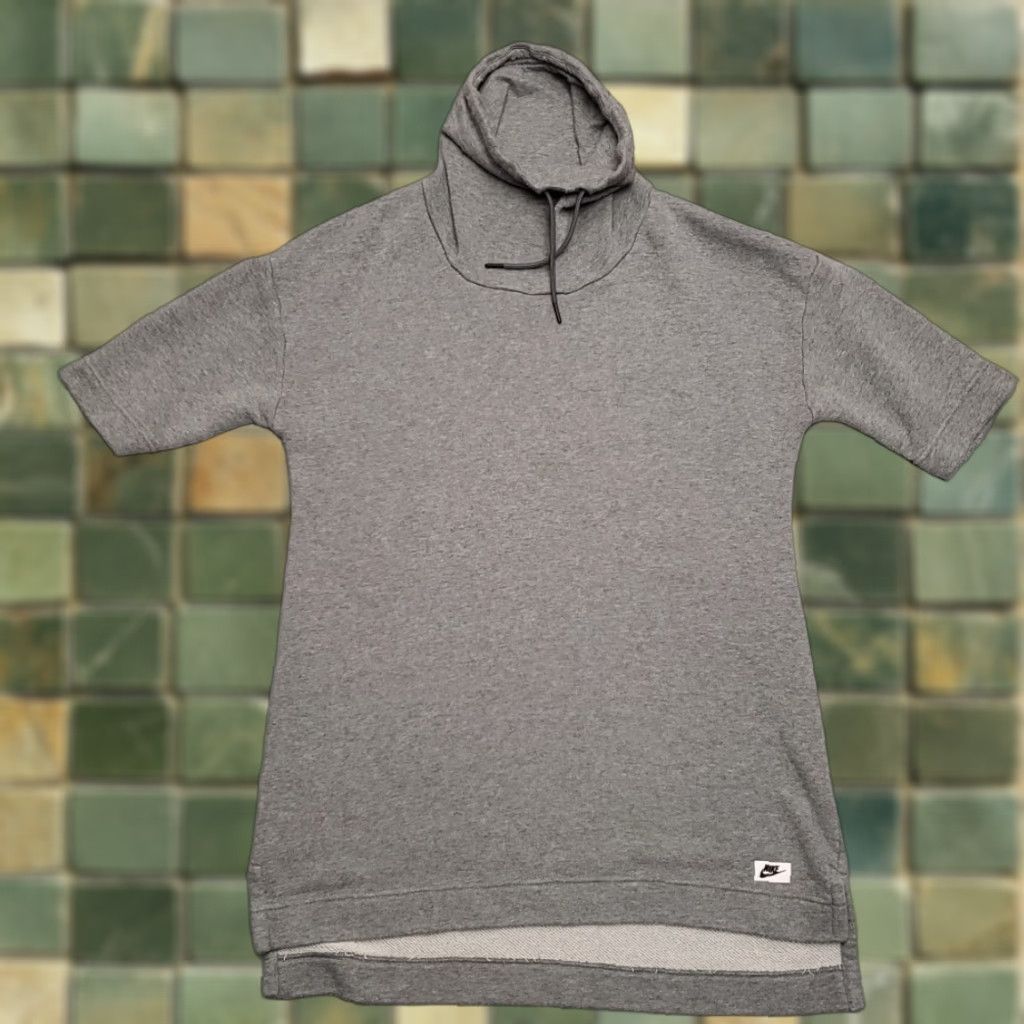 Nike Nike Hoodie Womens Large Gray Cowl Funnel Neck Sweatshirt Drawstring Casual Logo Pattern Solid Pullover Size L / US 10 / IT 46 - 1 Thumbnail