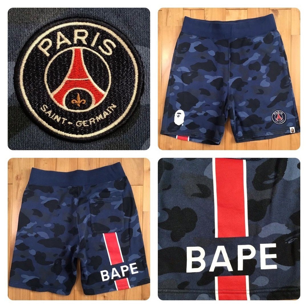 Bape BAPE × PSG Blue camo sweat shorts a bathing ape ★size M Size US 32 / EU 48 - 1 Thumbnail