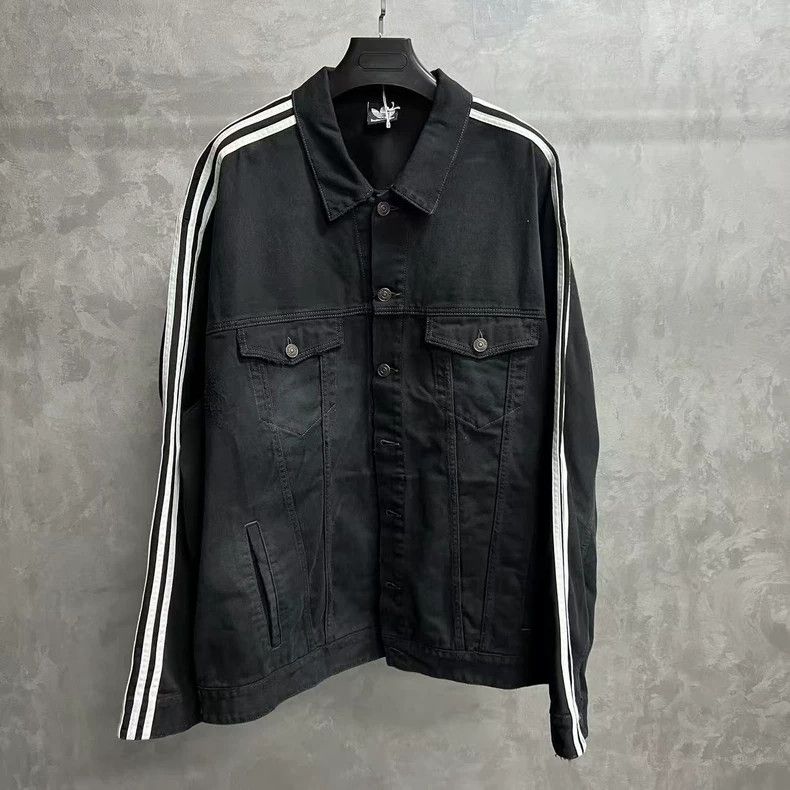 Balenciaga Black Printed Striped Denim Jacket Size US M / EU 48-50 / 2 - 1 Thumbnail