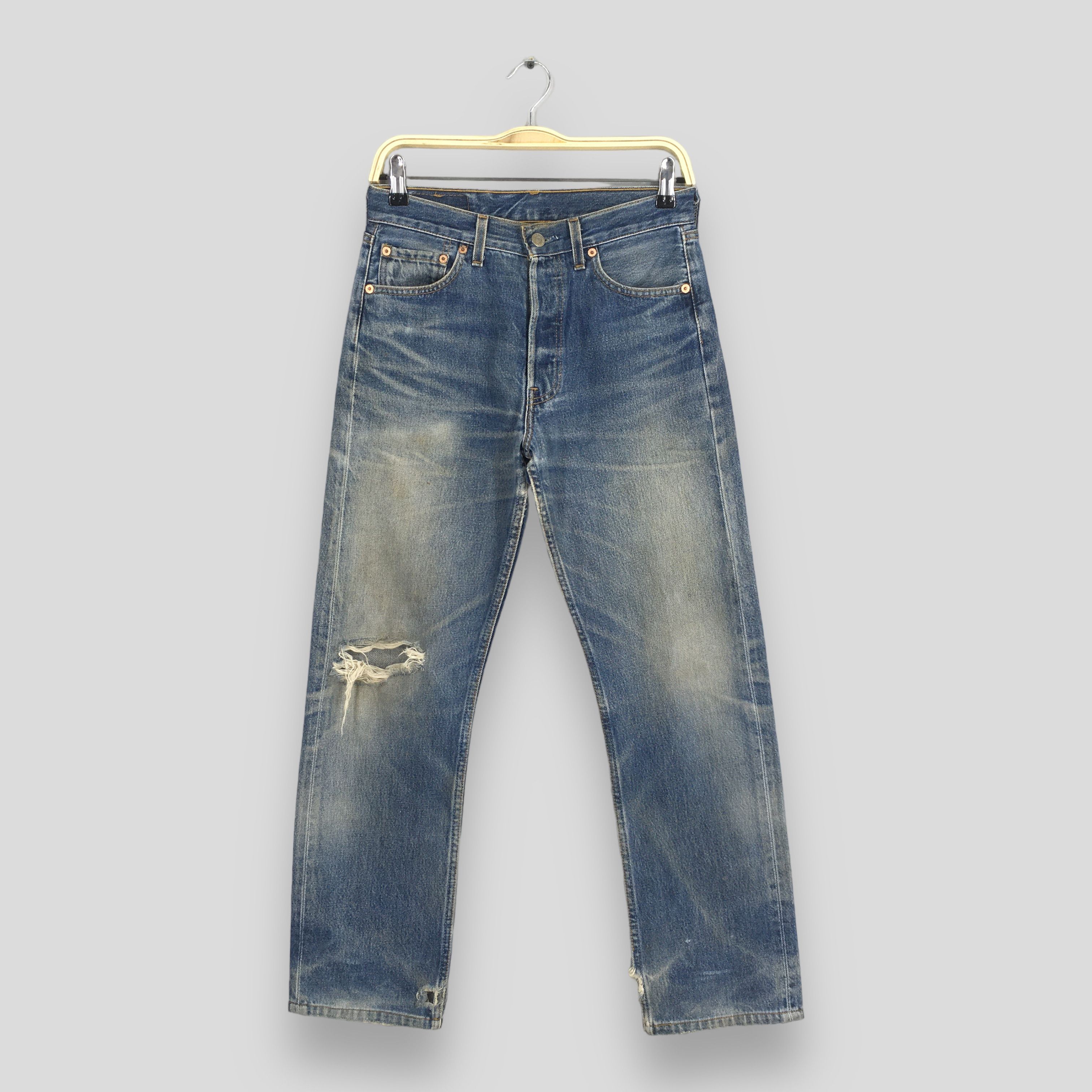 image of Size 28X28 Vintage 90's Levi's 501 Faded Blue Jeans, Men's