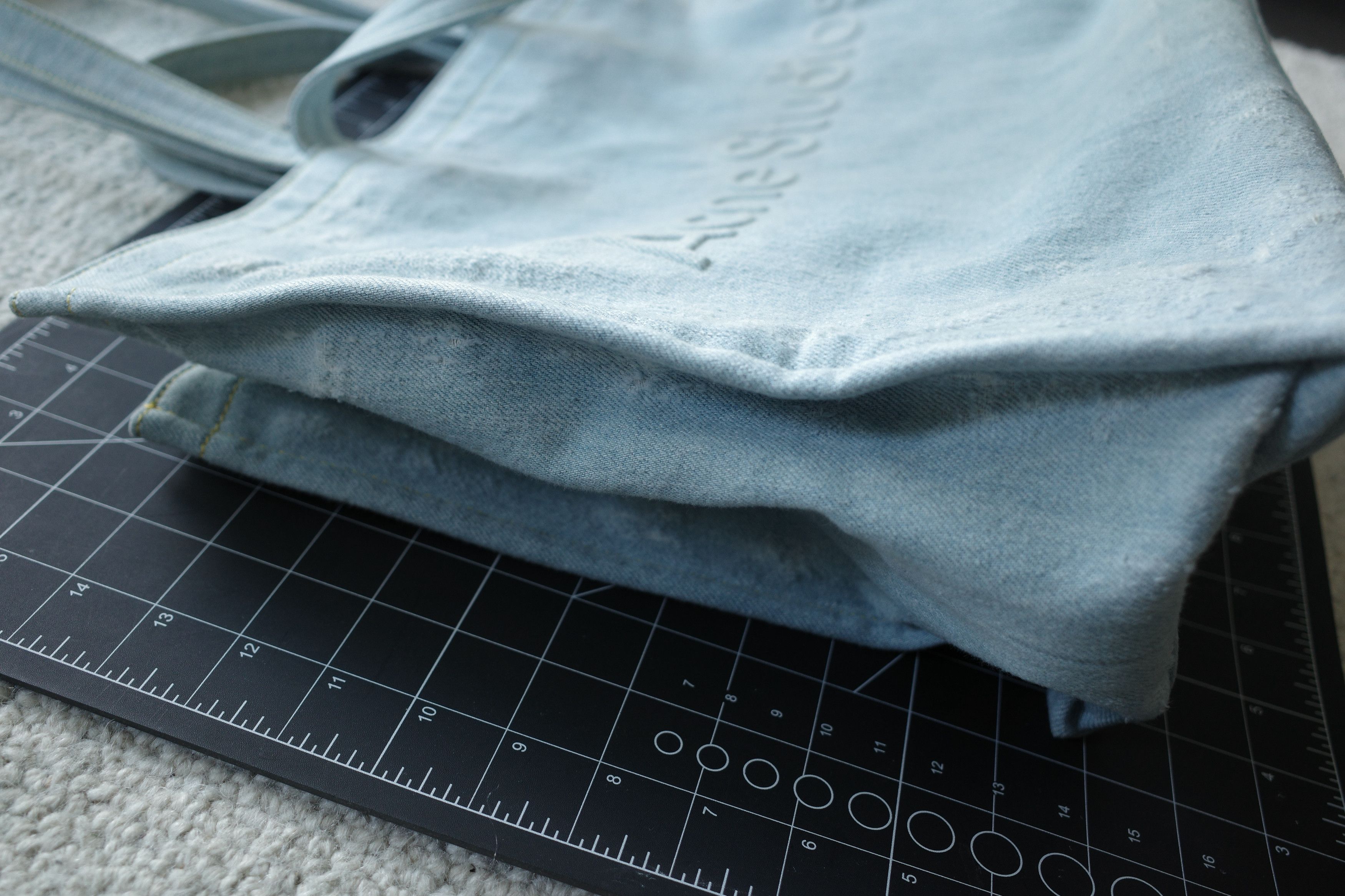 Acne Studios Distressed Denim Logo Shopper Tote Bag Size ONE SIZE - 17 Thumbnail