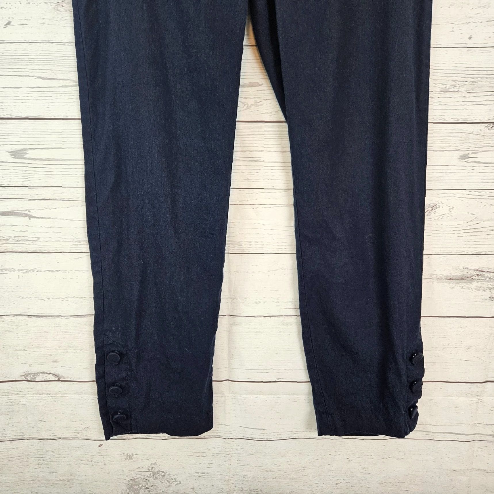 J. Jill VINTAGE J Jill Womens Linen Stretch Crop Pants Sz M Tall Blue Side Zip Mid Rise Size 32" / US 10 / IT 46 - 3 Thumbnail