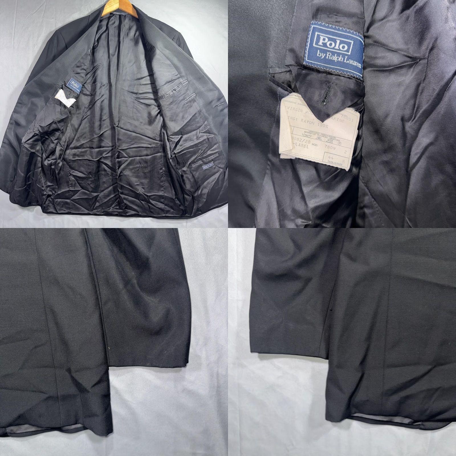 Polo Ralph Lauren Polo Ralph Lauren Tuxedo Jacket Mens 44R Black Wool One-Button Formal Made Italy Jacket/Coat Single-Breasted Notch Lapel Satin Detail Wool Blazer Size US XXL / EU 58 / 5 - 8 Thumbnail