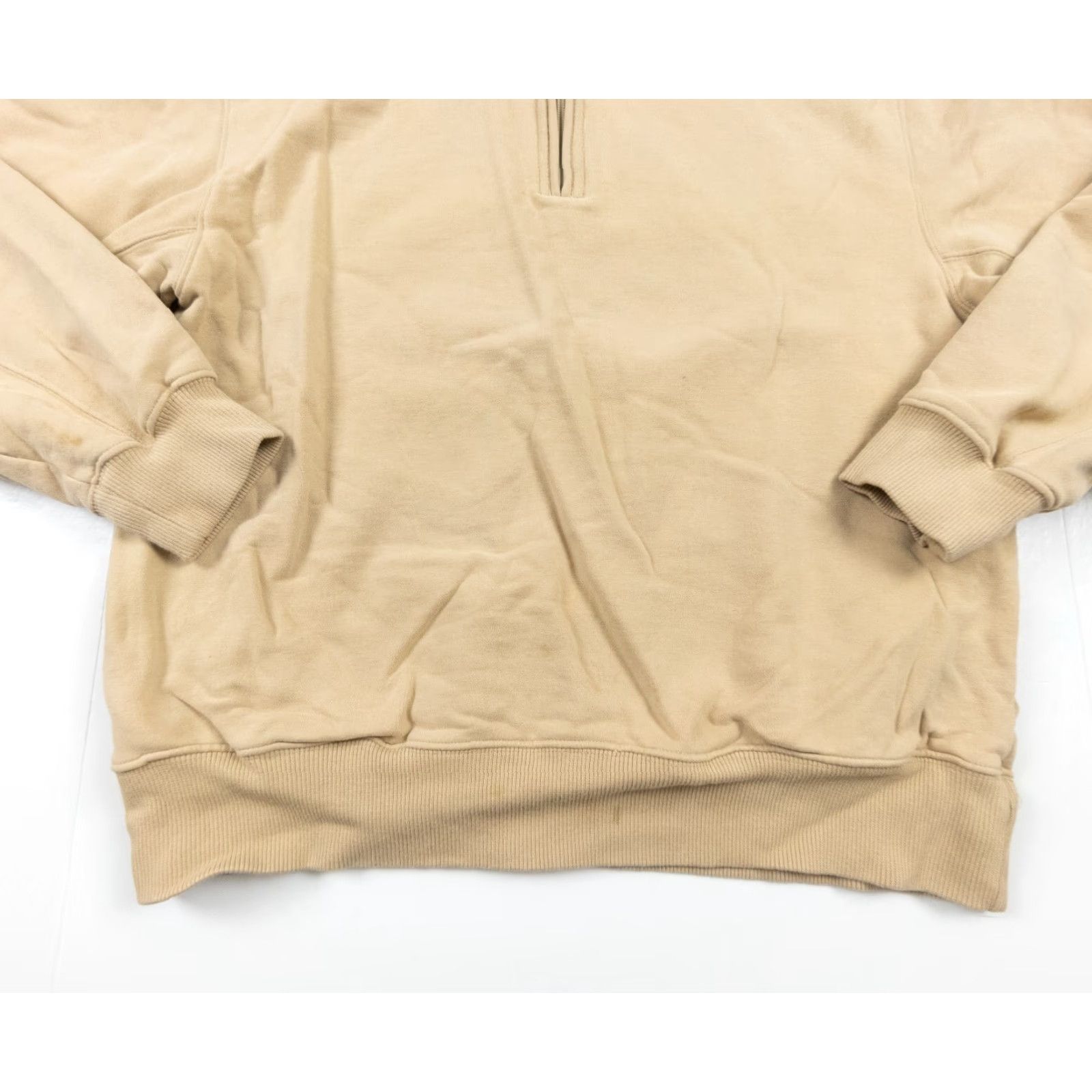 Izod IZOD Sweatshirt Men's Large Beige Quarter Zip Pullover Mock Neck Adult Sweater Size US L / EU 52-54 / 3 - 3 Thumbnail