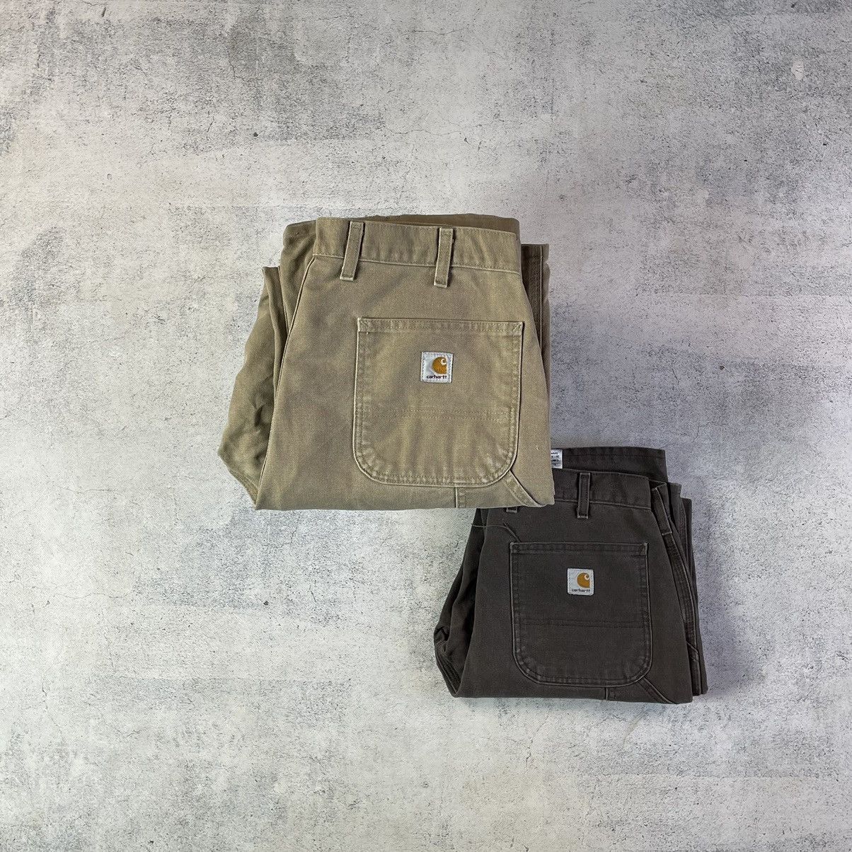 Carhartt × Vintage VTG CARHARTT BEIGE CANVAS DOUBLE KNEE CARPENTER PANTS Size US 34 / EU 50 - 1 Thumbnail