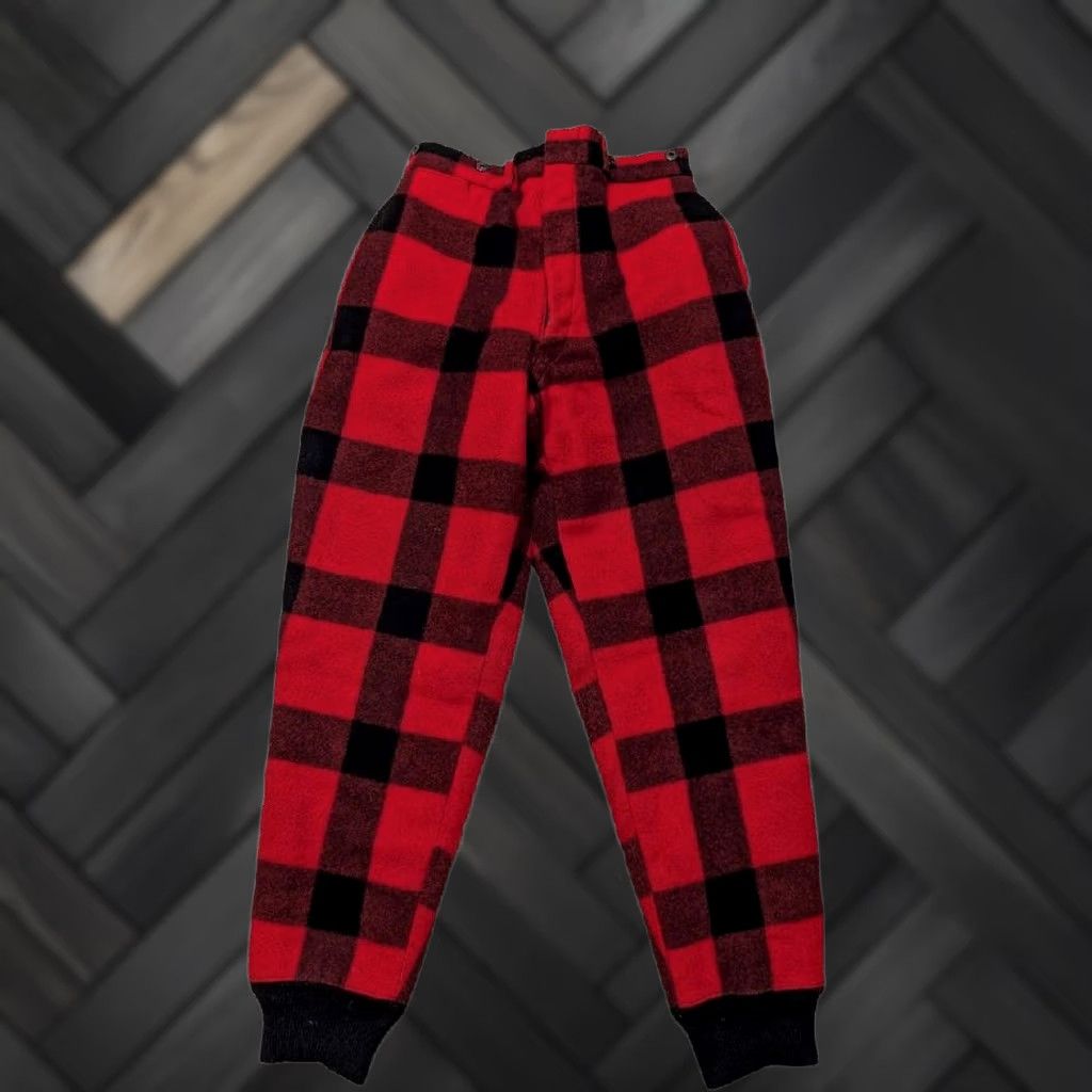 Vintage VINTAGE hunting pants Buffalo plaid wool 34x32 insulated quilted flannel wool Men Red XS 1950s 60s Mens Size US 38 / EU 54 - 1 Thumbnail