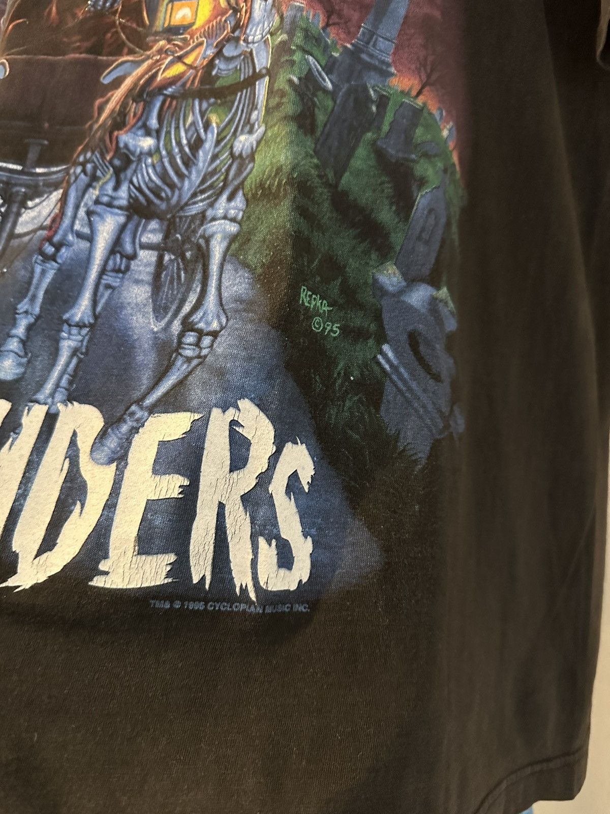 Vintage Vintage 1995 Misfits Ghost Riders t-shirt Size US XL / EU 56 / 4 - 5 Thumbnail