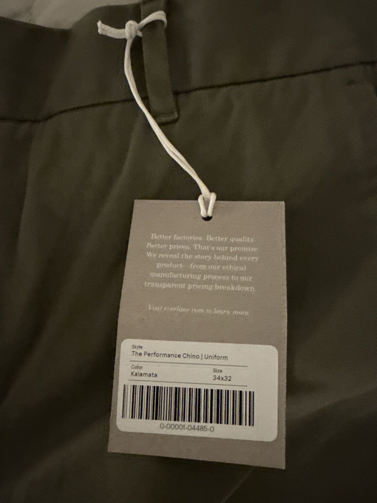 Everlane Everlane Performance Chino Kalamata Olive 34x32 BRAND NEw Size US 34 / EU 50 - 1 Thumbnail