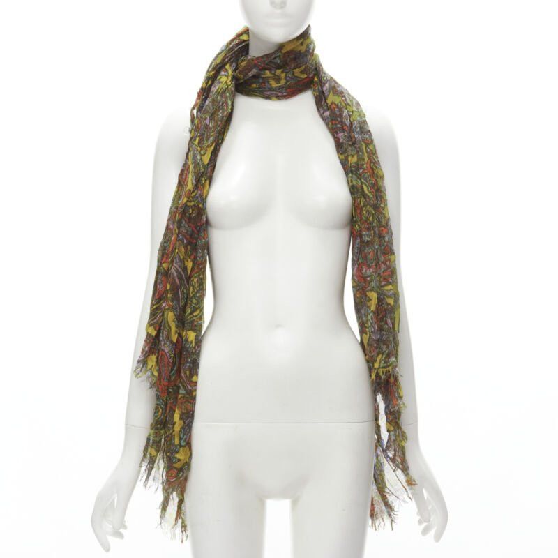 Louis Vuitton LOUIS VUITTON 2009 70% cashmere 30% silk yellow paisley scarf Size ONE SIZE - 1 Thumbnail