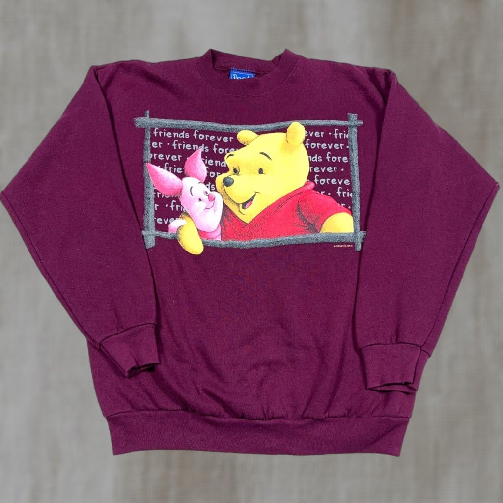 Disney VINTAGE Disney Sweatshirt Men M Red Graphic Print 80s 90s Winnie The Pooh Piglet Logo USA Pullover Crew Neck Long Sleeve Size US M / EU 48-50 / 2 - 1 Thumbnail