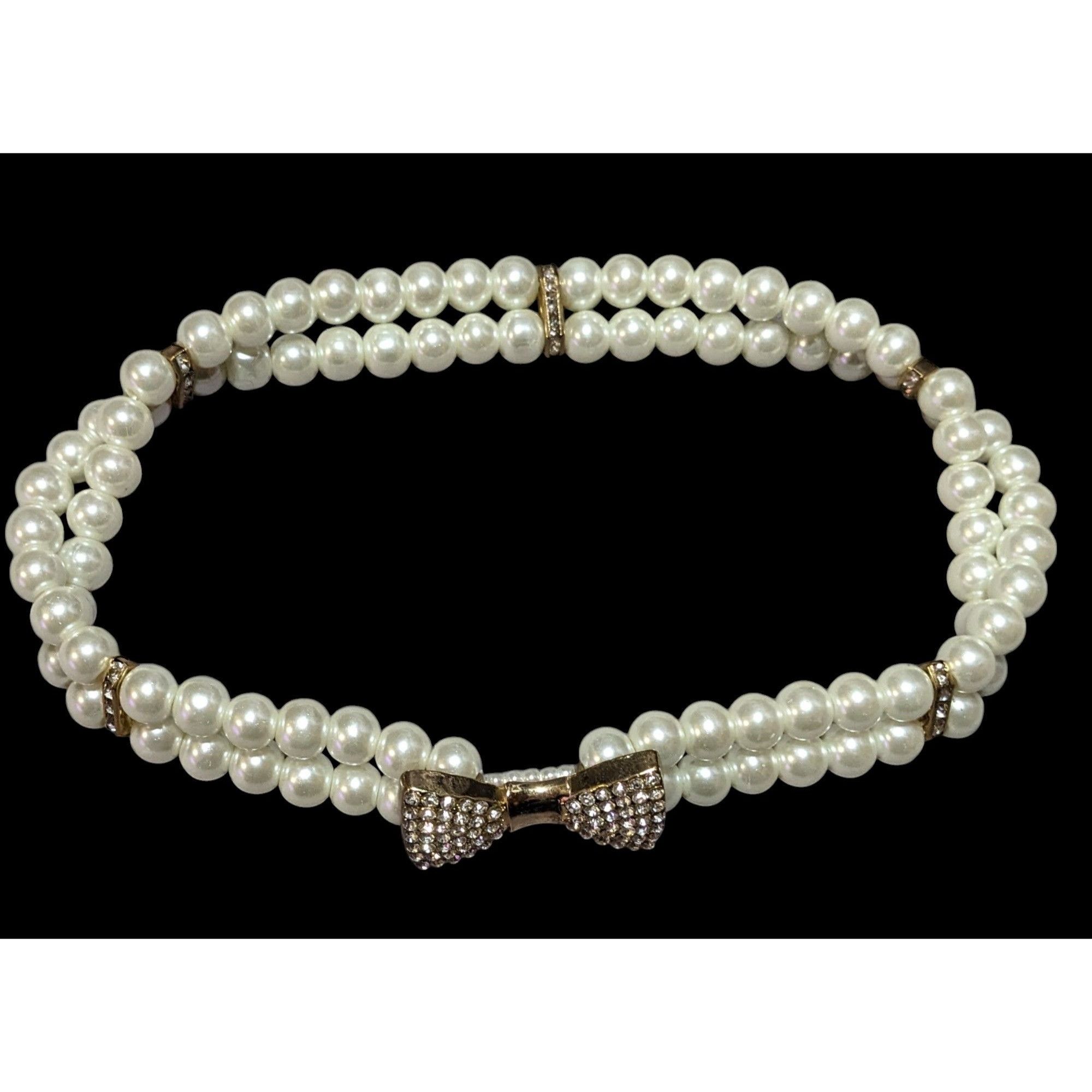 Other Vintage Coquette Rhinestone Faux Pearl Stretch Choker Size ONE SIZE - 1 Thumbnail