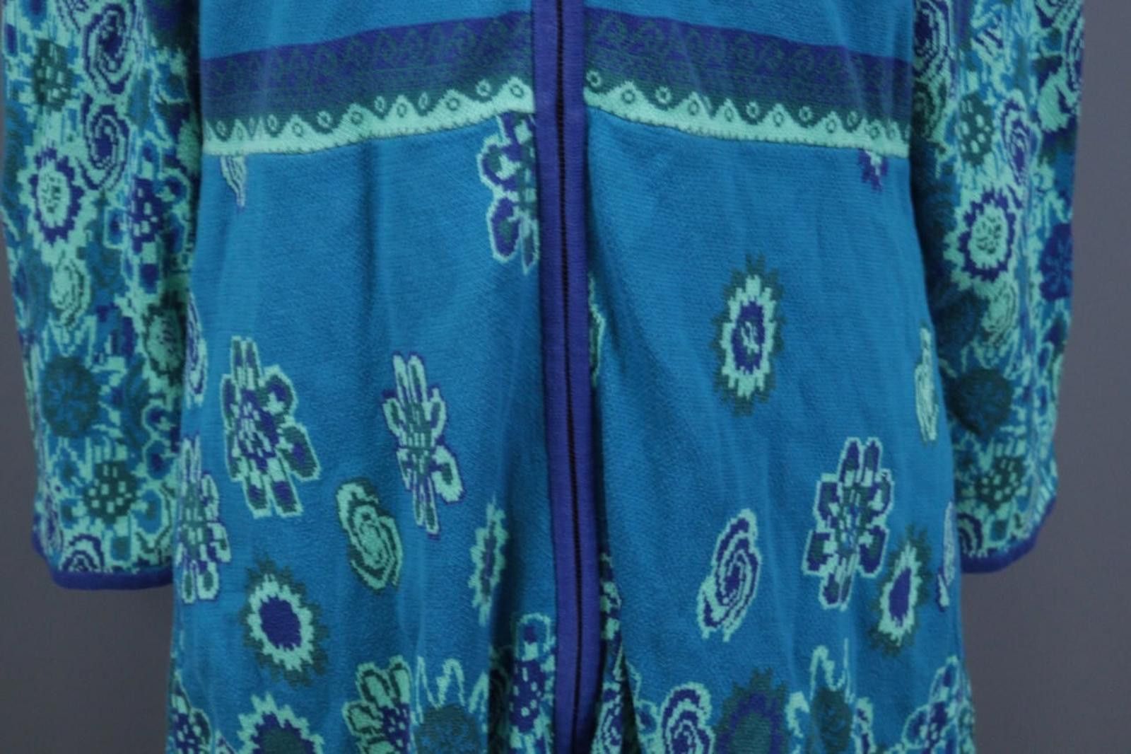 Designer Deerberg Blue Full Zip Floral Lagenlook Coat Jacket Size L Size L / US 10 / IT 46 - 3 Thumbnail