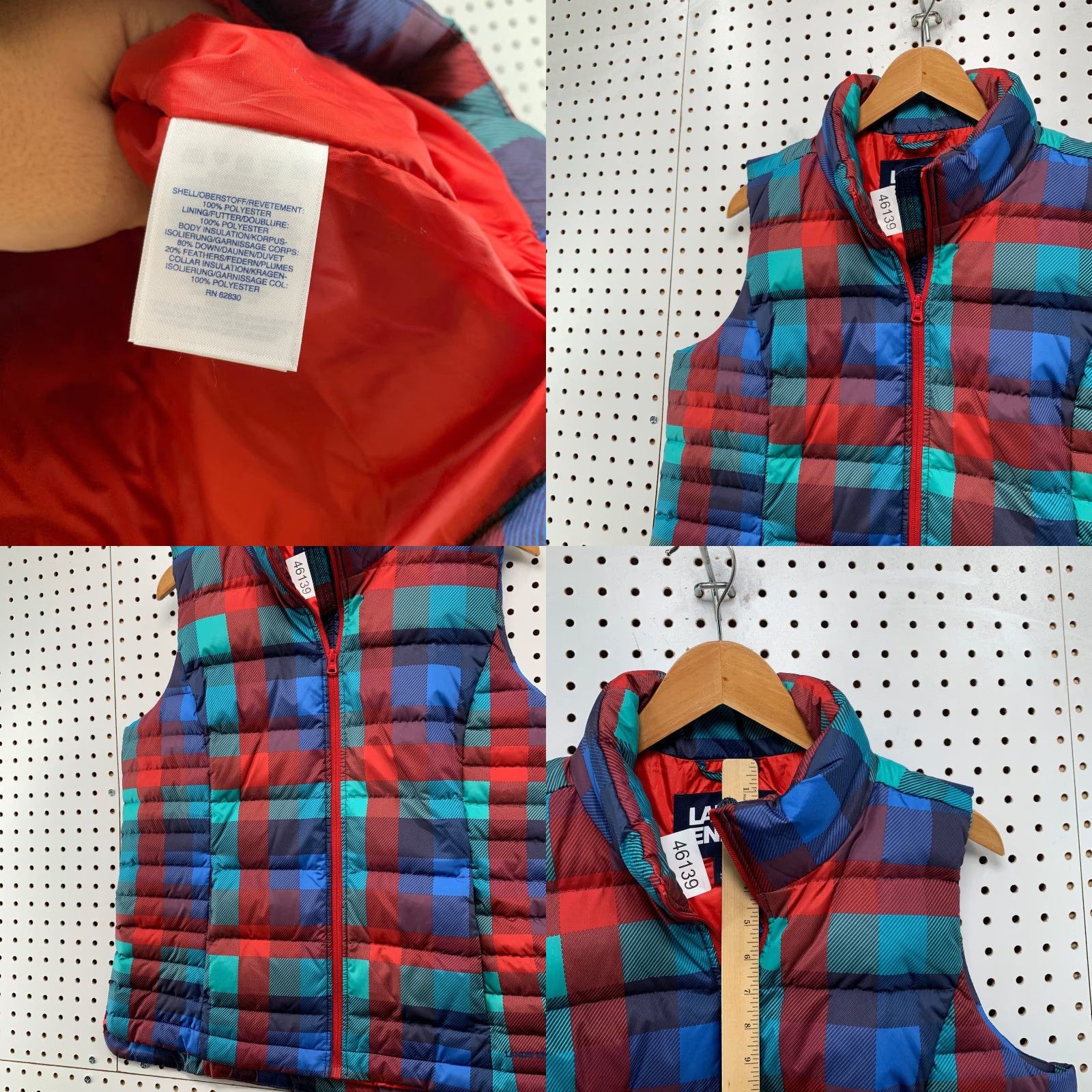 Lands' End Lands End Down Puffer Vest Womens Large Multicolor Plaid Sleeveless Preppy Size L / US 10 / IT 46 - 8 Thumbnail