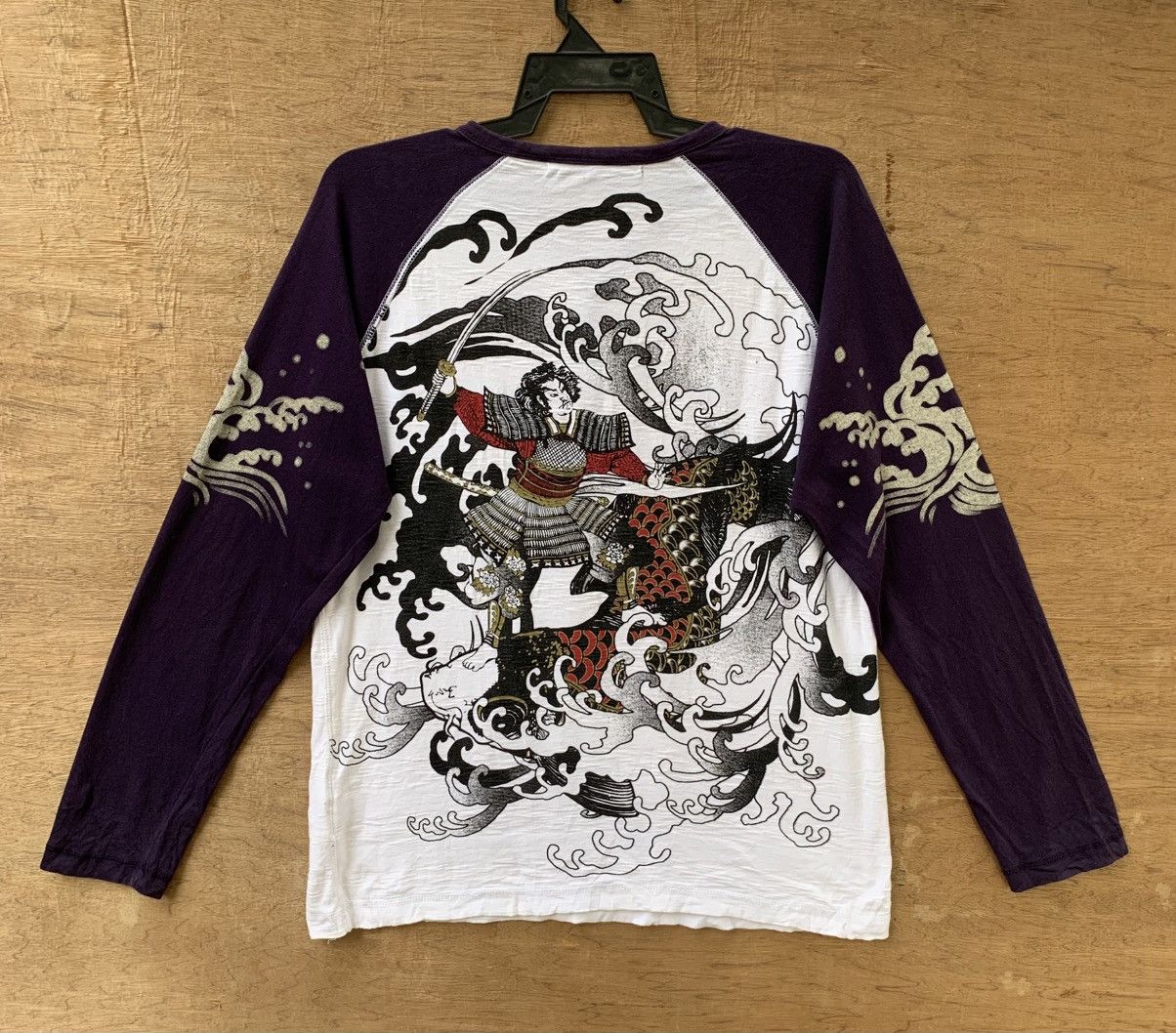 Art Comes First Samurai Riding Koi Fish Three Pocket Sukajan T Shirt Size US M / EU 48-50 / 2 - 6 Thumbnail