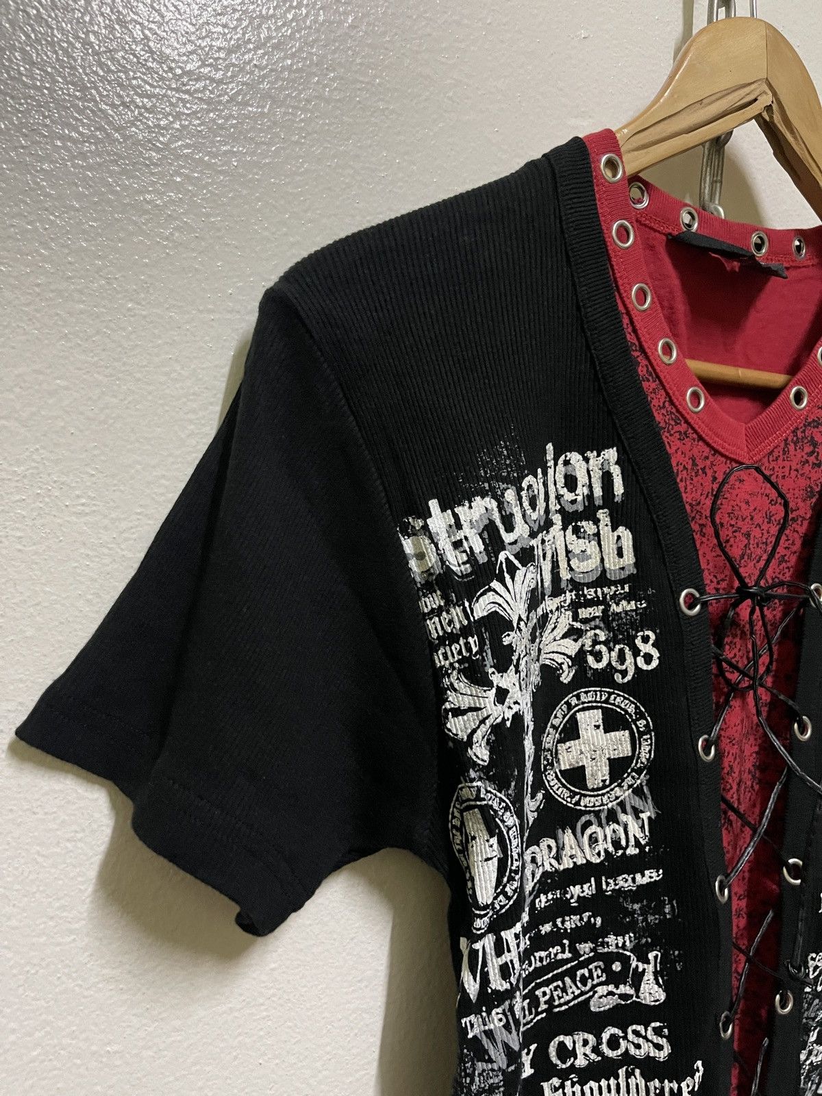 Japanese Brand Beaumere Lace Up Poem Punk T Shirt Size US L / EU 52-54 / 3 - 2 Thumbnail