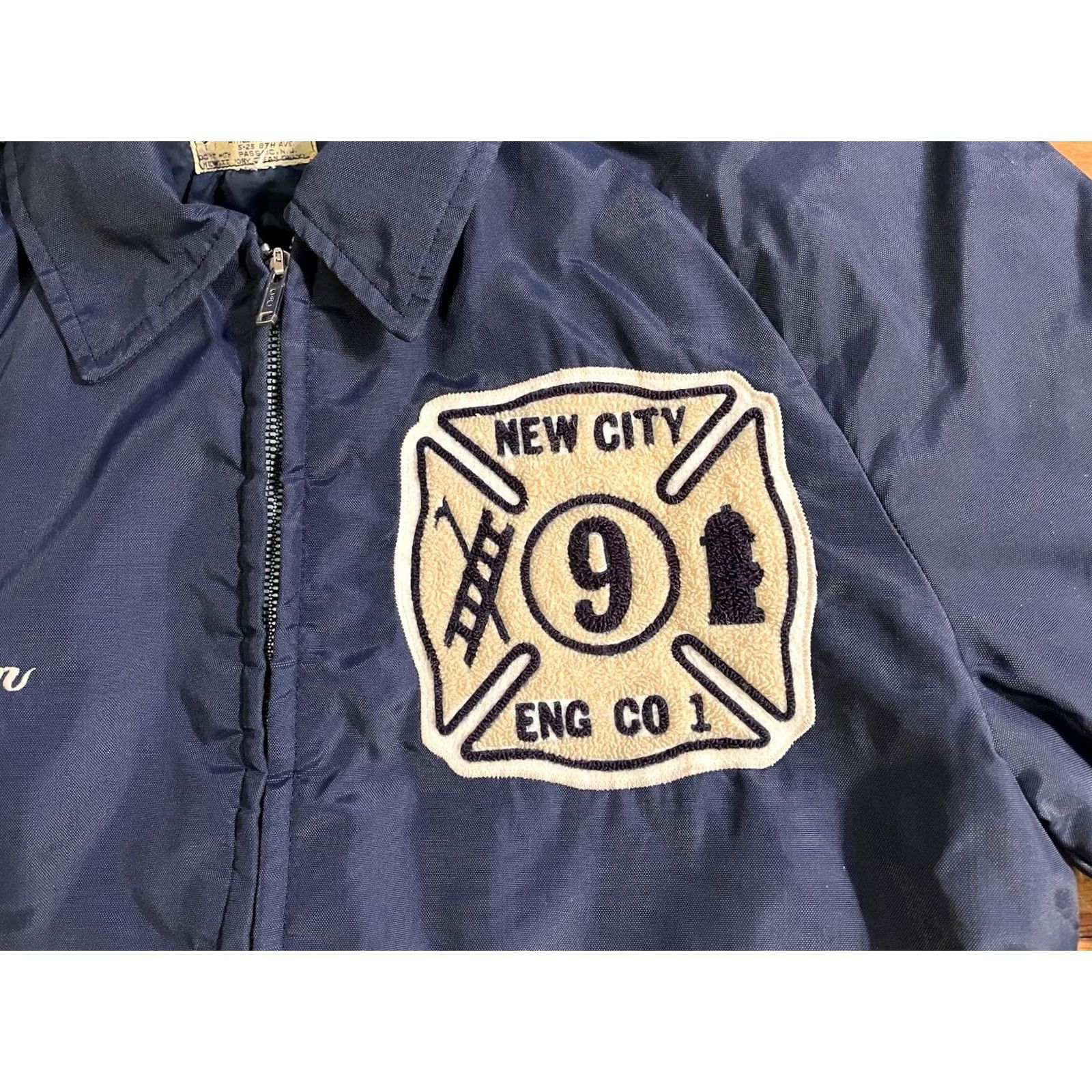 CO VINTAGE Hewitt Mfg New City Fire Engine Co Jacket Men's 40 Blue Quilt Lined 60s Size US L / EU 52-54 / 3 - 3 Thumbnail