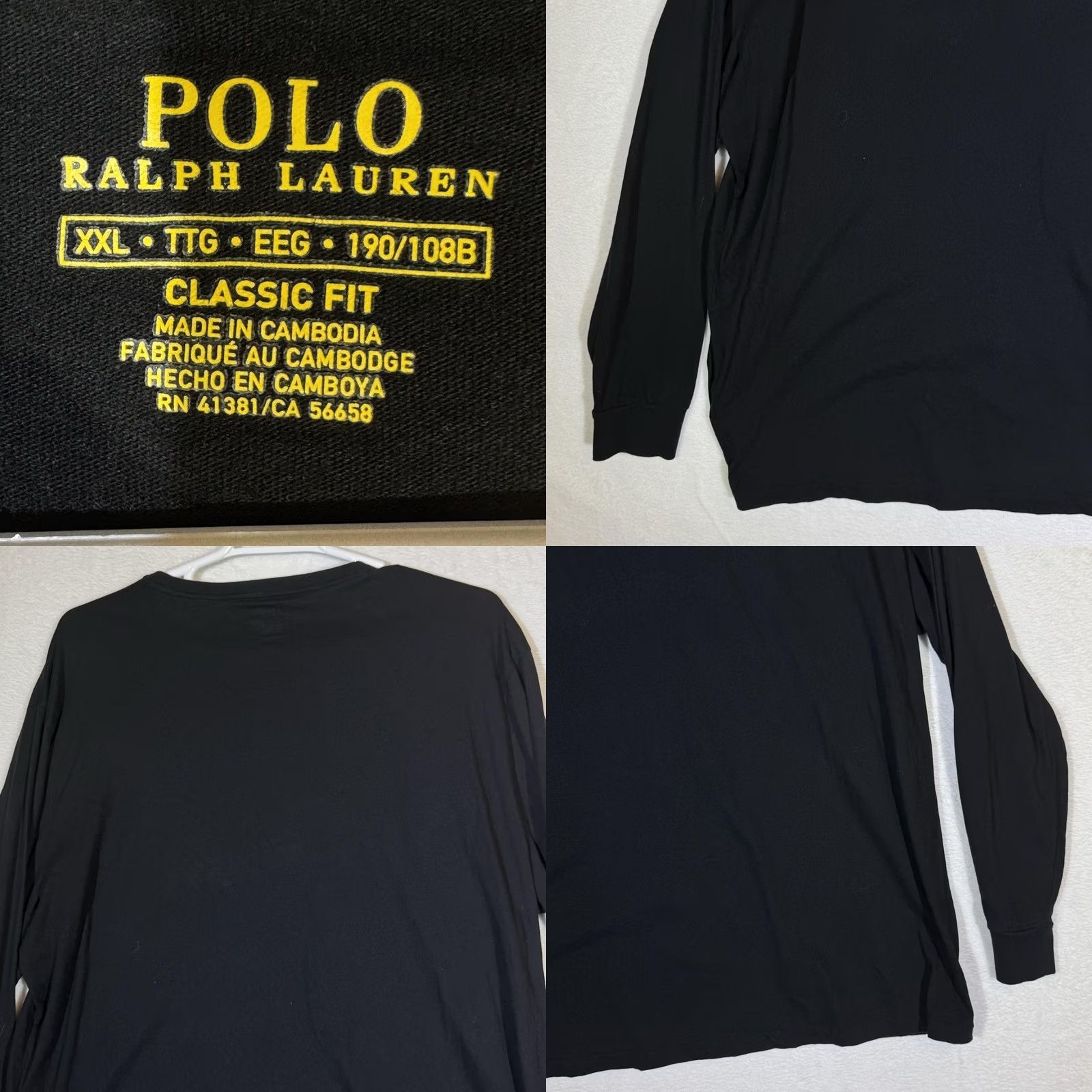 Polo Ralph Lauren Polo Ralph Lauren Shirt Mens 2XL Black Classic Fit Long Sleeve Crewneck Pony Tee Size US XXL / EU 58 / 5 - 8 Thumbnail