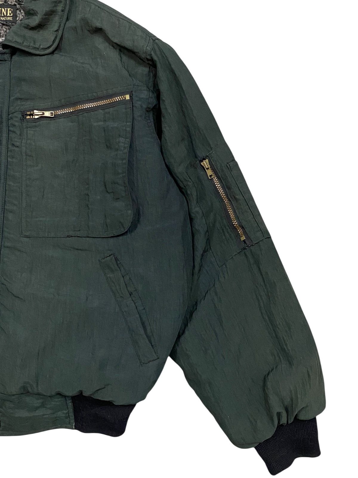 Vintage Vtg Green Crinkled Nylon Bomber Jacket Sherpa Lined Size US L / EU 52-54 / 3 - 5 Thumbnail