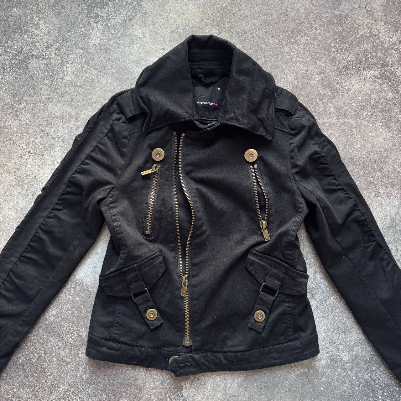 20471120 Fishbone Y2K Vintage Zip Details Biker Jacket Size S / US 4 / IT 40 - 5 Thumbnail