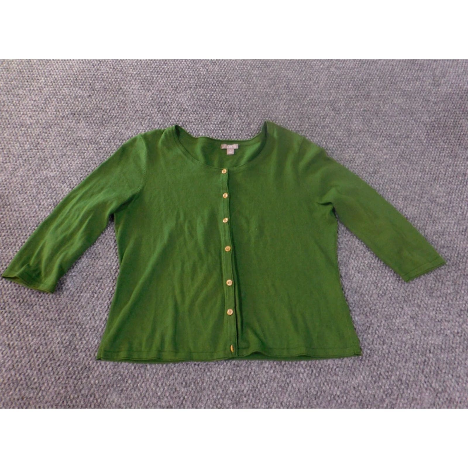 J. Jill J Jill Sweater Cardigan Womens Small Green Cotton Knit Cable-Knit Button Round Neck Casual Long Sleeve Vintage? No. Size S / US 4 / IT 40 - 2 Thumbnail