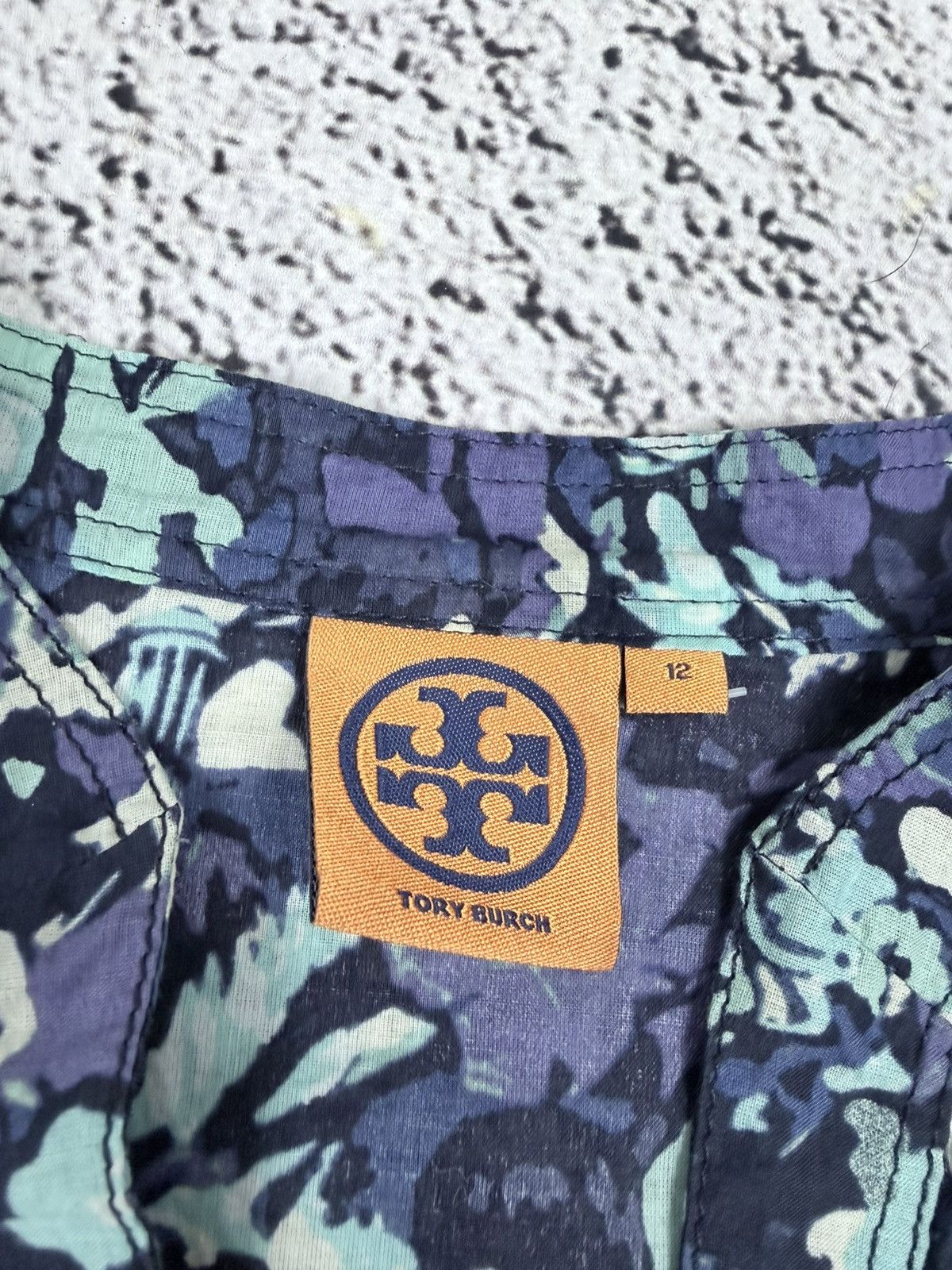 Tory Burch Vintage Tory Burch Blue Abstract Floral Tunics Blouse 12 Size M / US 6-8 / IT 42-44 - 7 Thumbnail