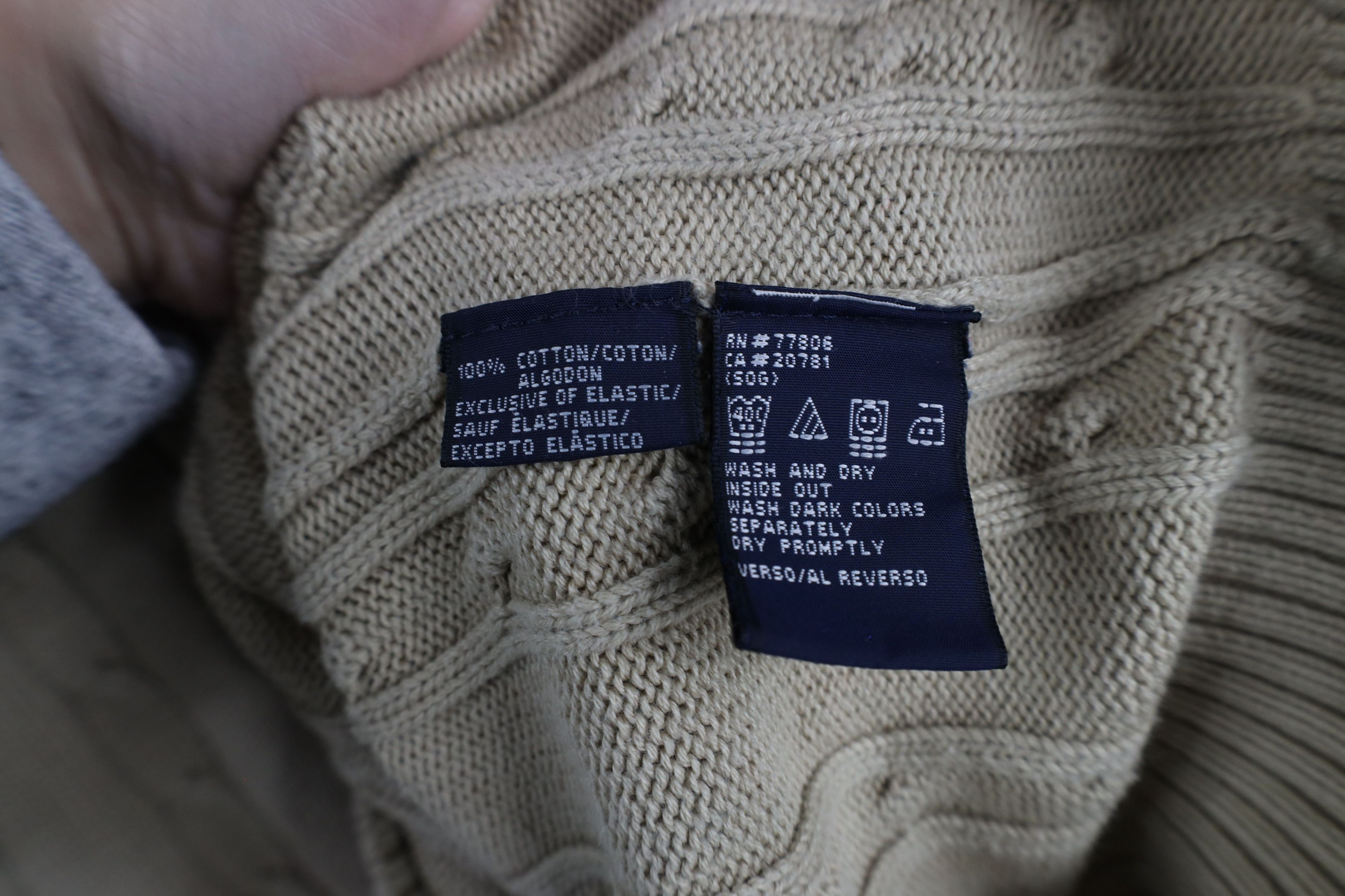 Tommy Hilfiger × Vintage Vintage 90s Tommy Hilfiger Cable Knit Crewneck Sweater Beige Size US XL / EU 56 / 4 - 8 Thumbnail