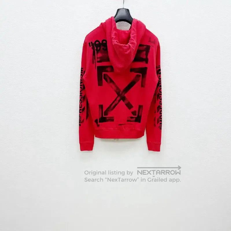 Off-White Off-White Red Long Sleeve Hoodie for Men . Size US M / EU 48-50 / 2 - 3 Thumbnail