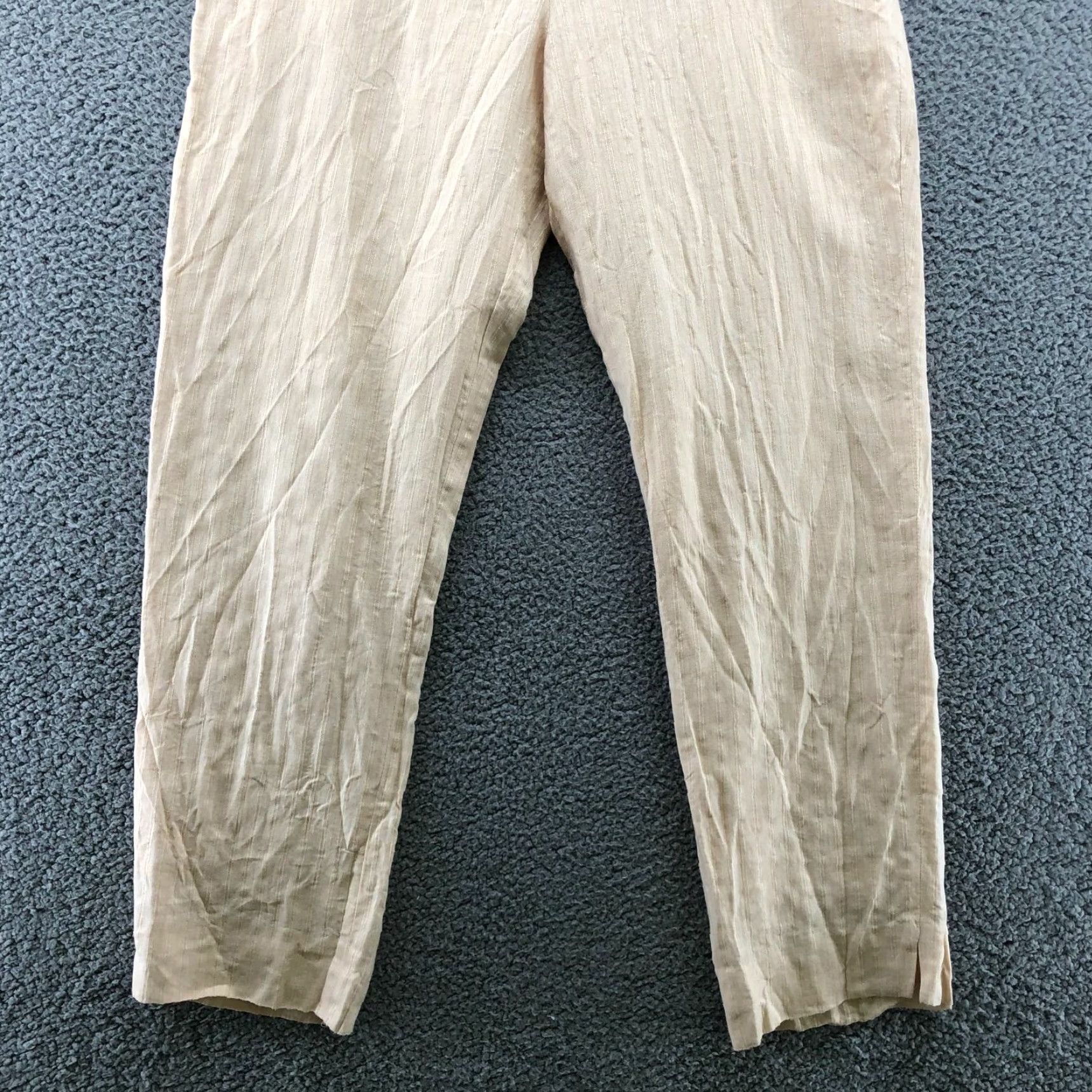 Merona Merona 100% Linen Beige Tapered Leg Dress Pants Womens Sz 12 High Rise Flat Front Size 34" / US 12 / IT 48 - 4 Thumbnail